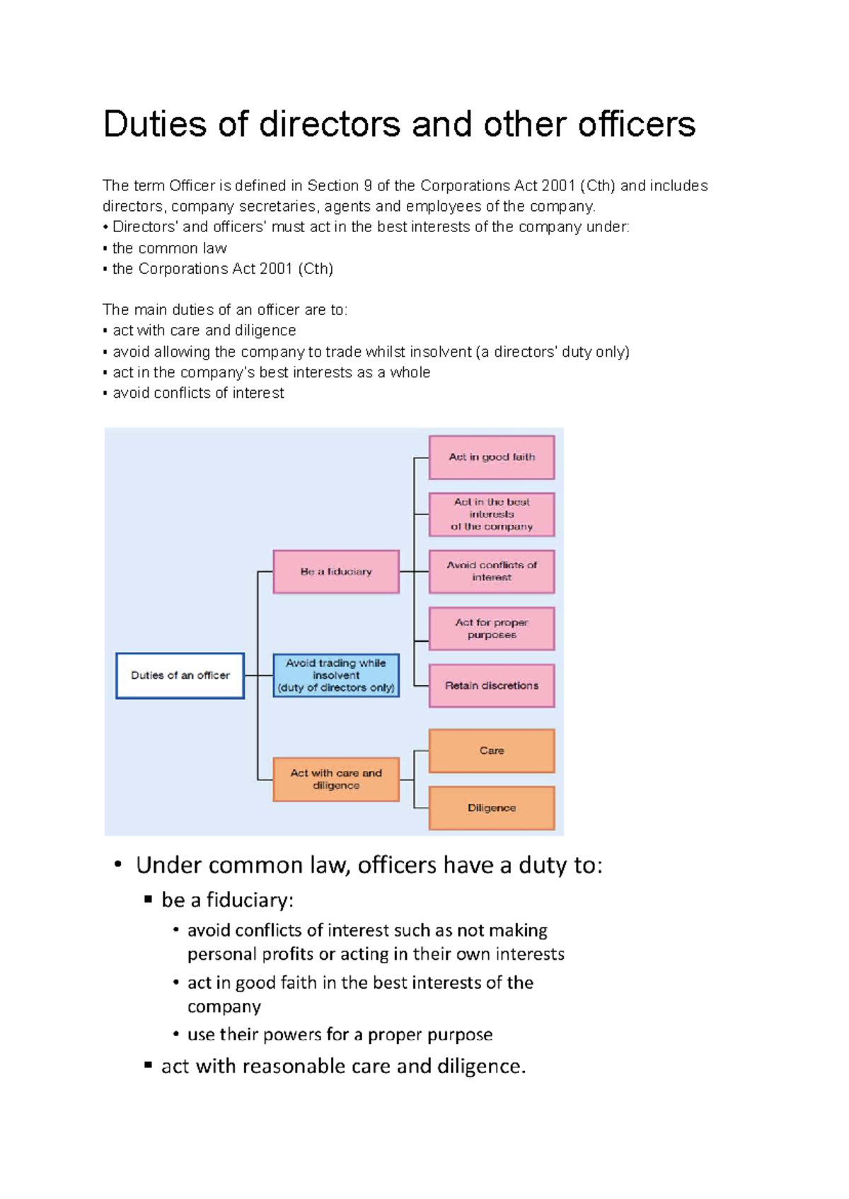 Duties of Directors and Officers: Final Exam Notes (CORP 2001) - Studocu