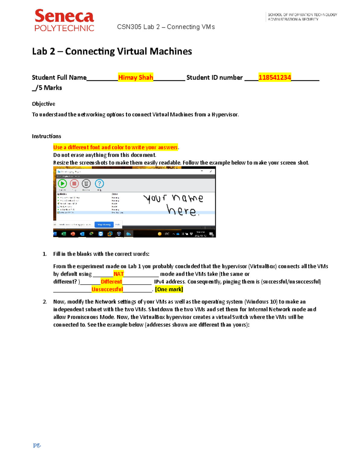 CSN305 Lab2 VBox - mnnmnn - Lab 2 – Connecting Virtual Machines Student ...