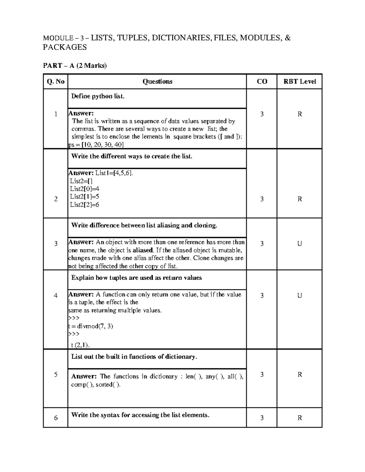 M3 Python Quiz: Lists, Tuples, Dictionaries & File Operations - Studocu