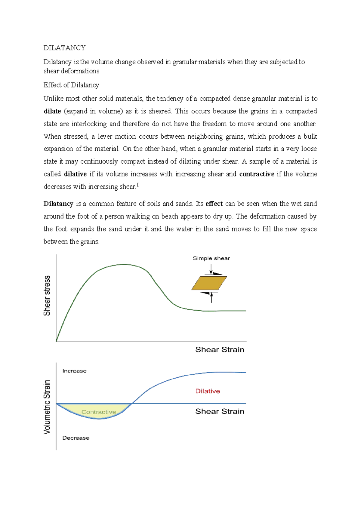 DILATANCY: Volume Change in Granular Materials Under Shear - Studocu