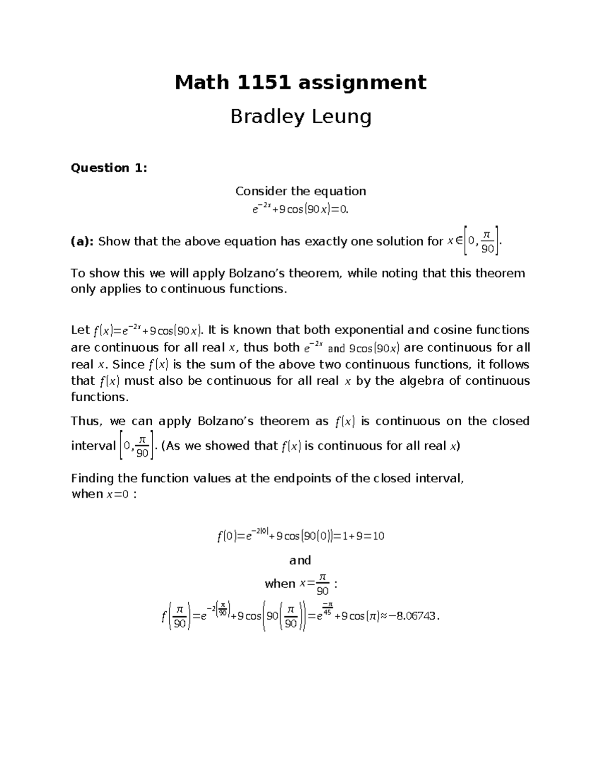Math 1151 Assignment: Solutions for Equations and Plane Intersections ...