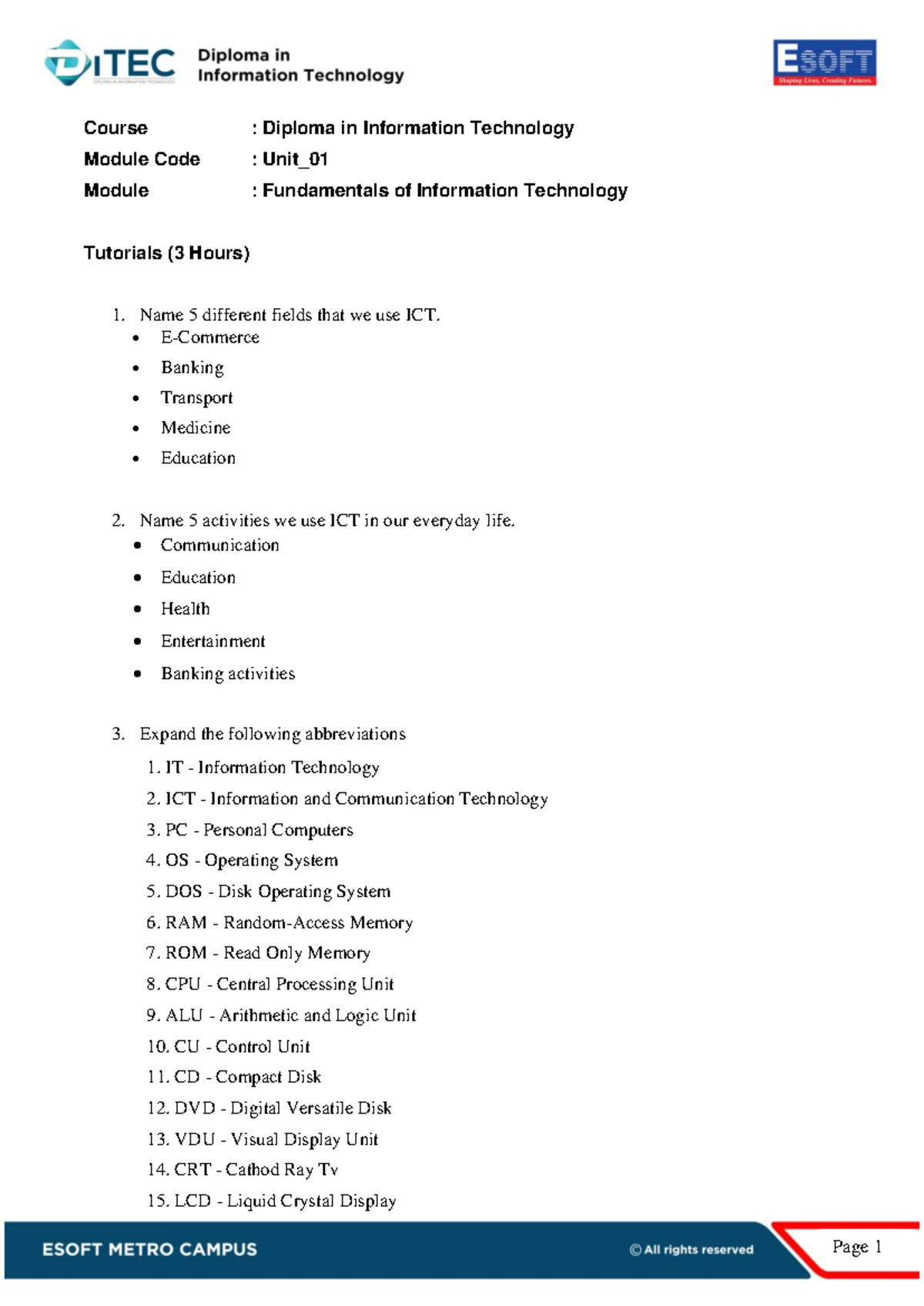 Tutorial 1.1 00096070 - IT Concepts Overview and Discussion Guide - Studocu