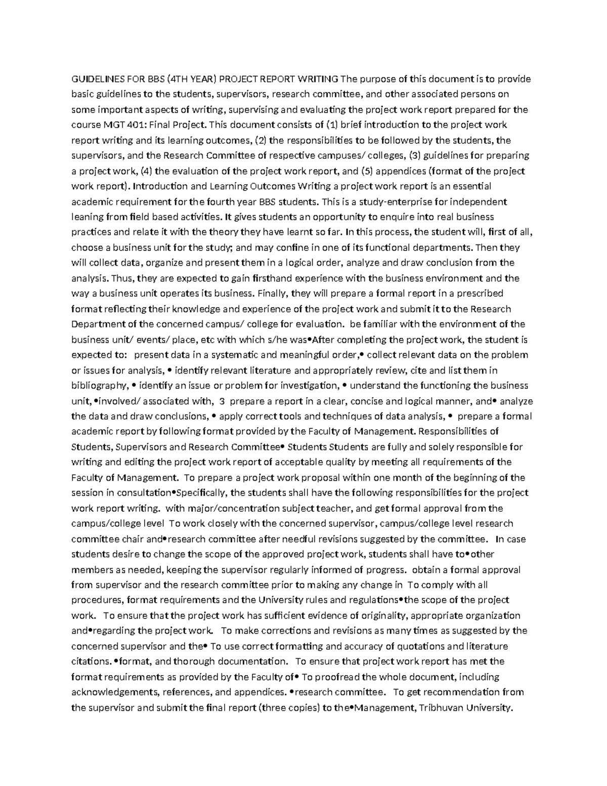 Guidelines FOR BBS - Project report - GUIDELINES FOR BBS (4TH YEAR ...