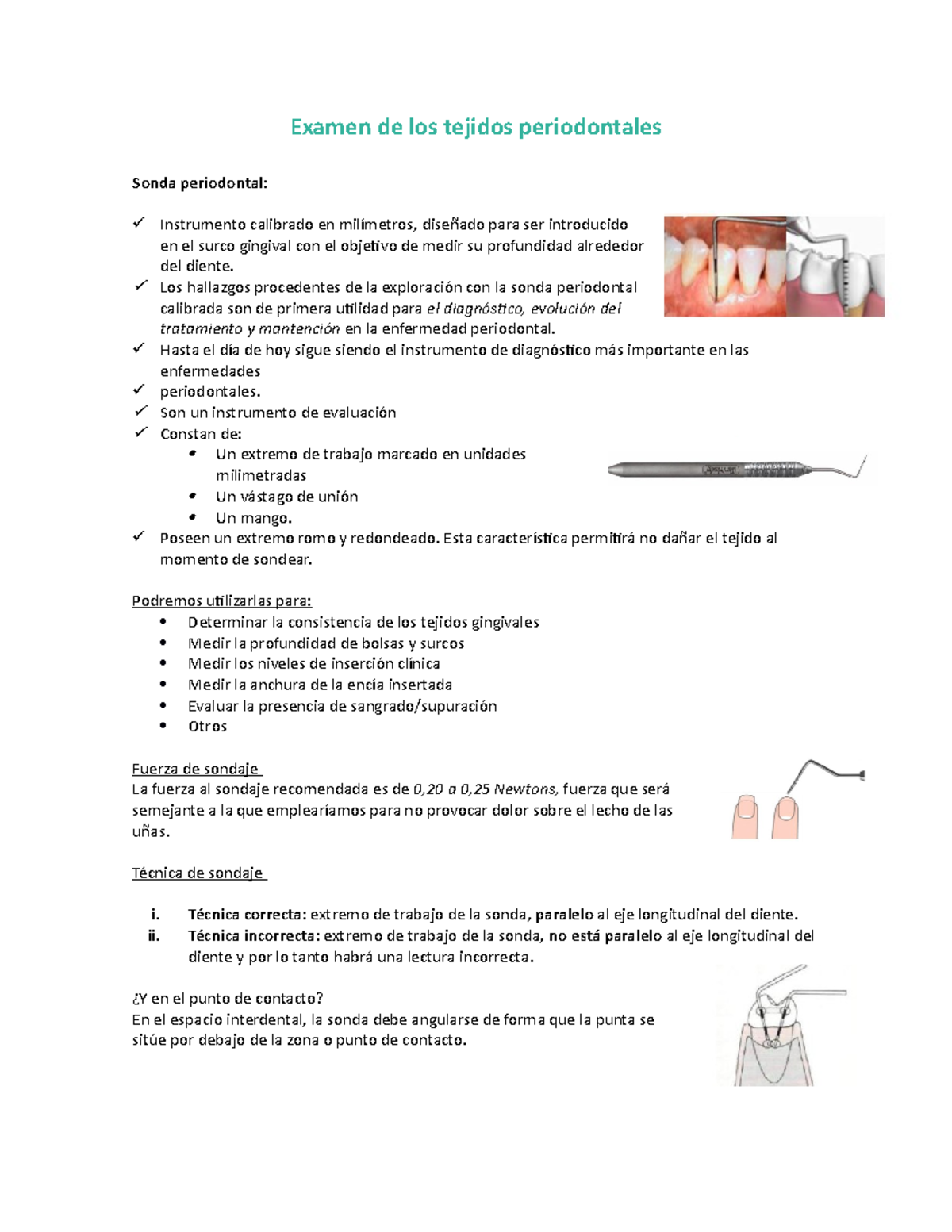 Examen PSR: Estudio sobre la Sonda Periodontal y su Uso Clínico - Studocu