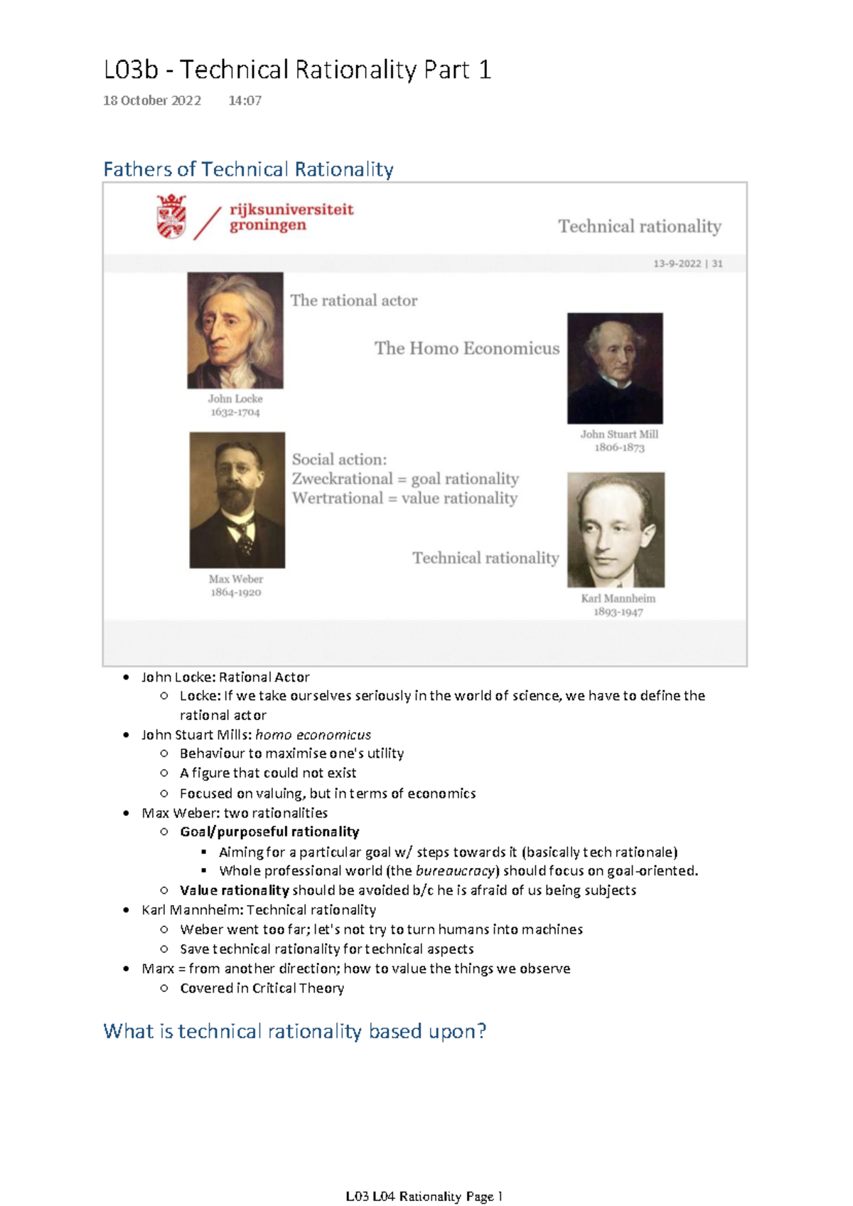 L03b - Exploring Technical Rationality: Concepts & Pillars - Studeersnel