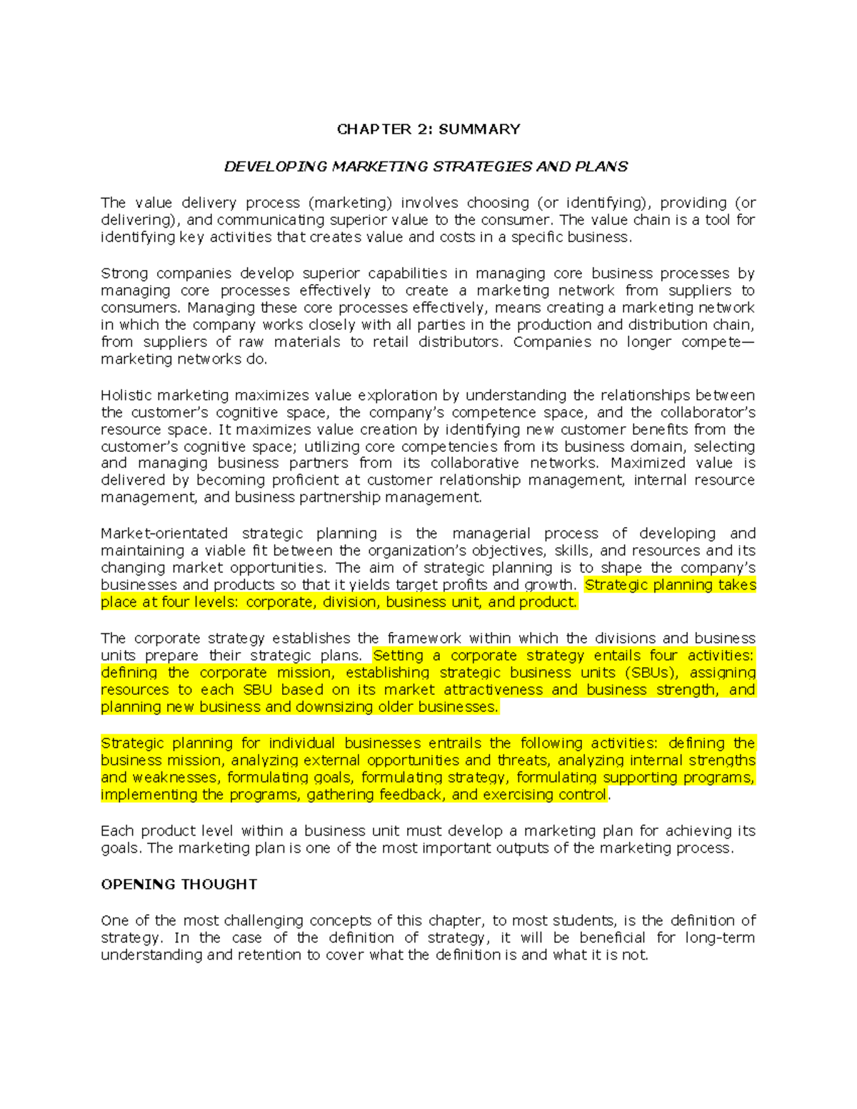 Week2Lecture 2 - Lecture notes Week 2 - CHAPTER 2: SUMMARY DEVELOPING ...