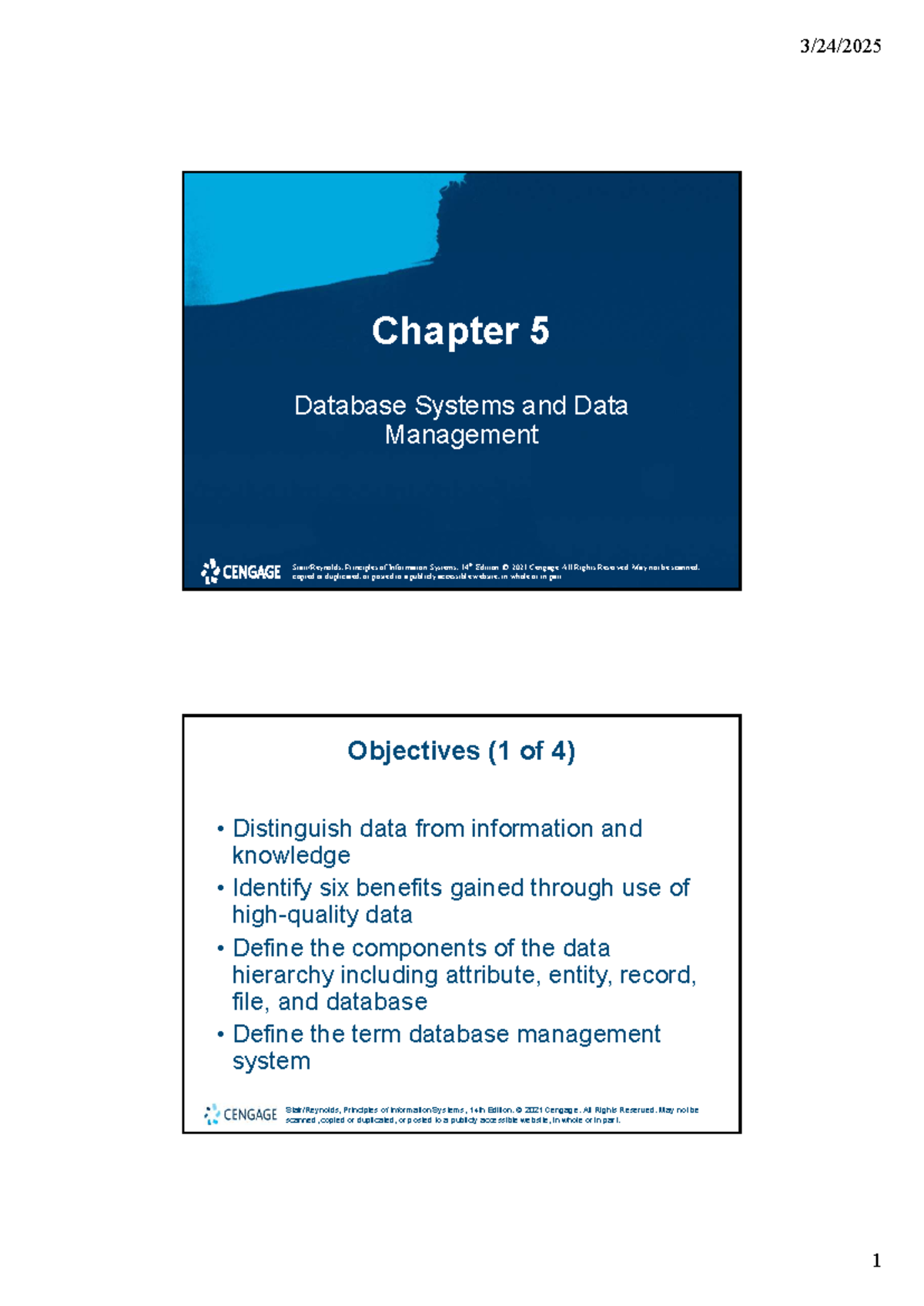 POIS 14e Ch05 Power Point Lecture 1 and 2 - Chapter 5 Database Systems ...