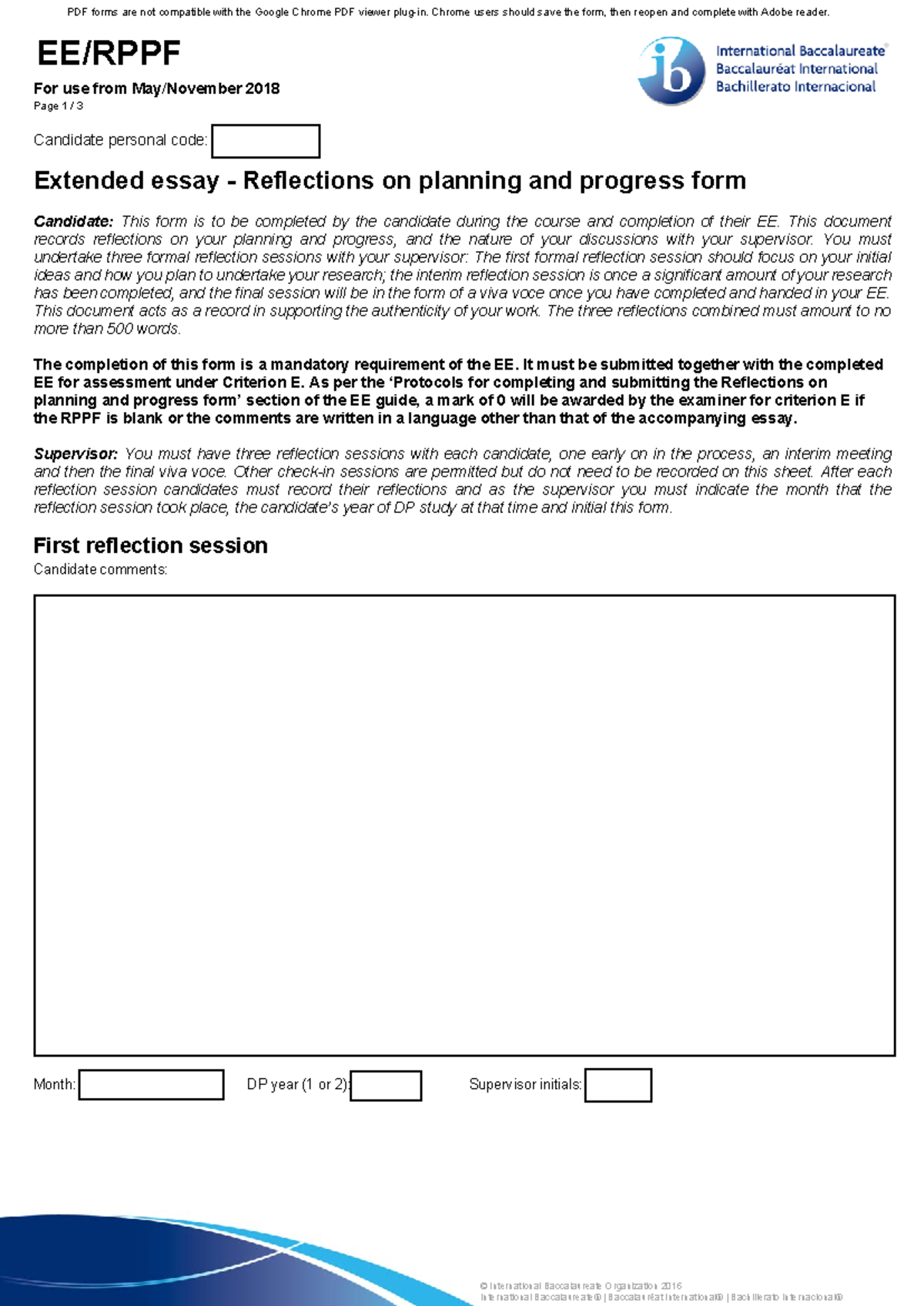 RPPF Form for Extended Essay (EE) - Reflections on Planning & Progress ...
