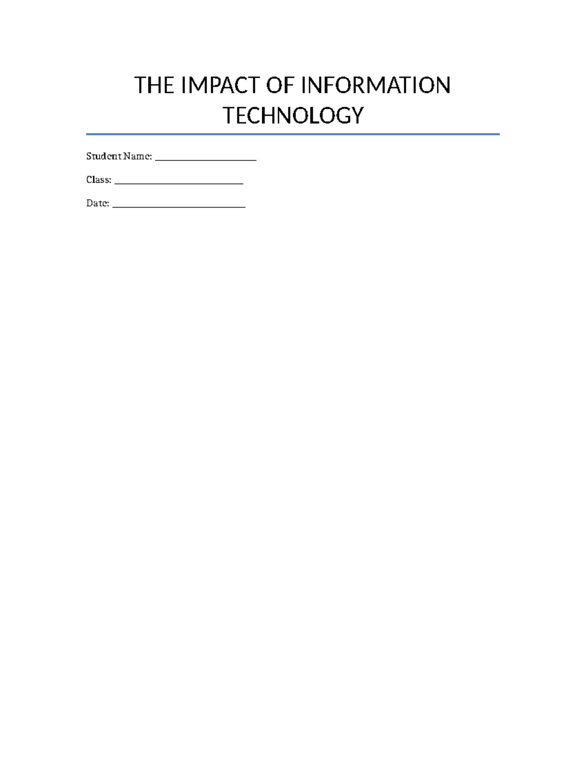 The Impact of Information Technology: A Comprehensive Overview - Studocu