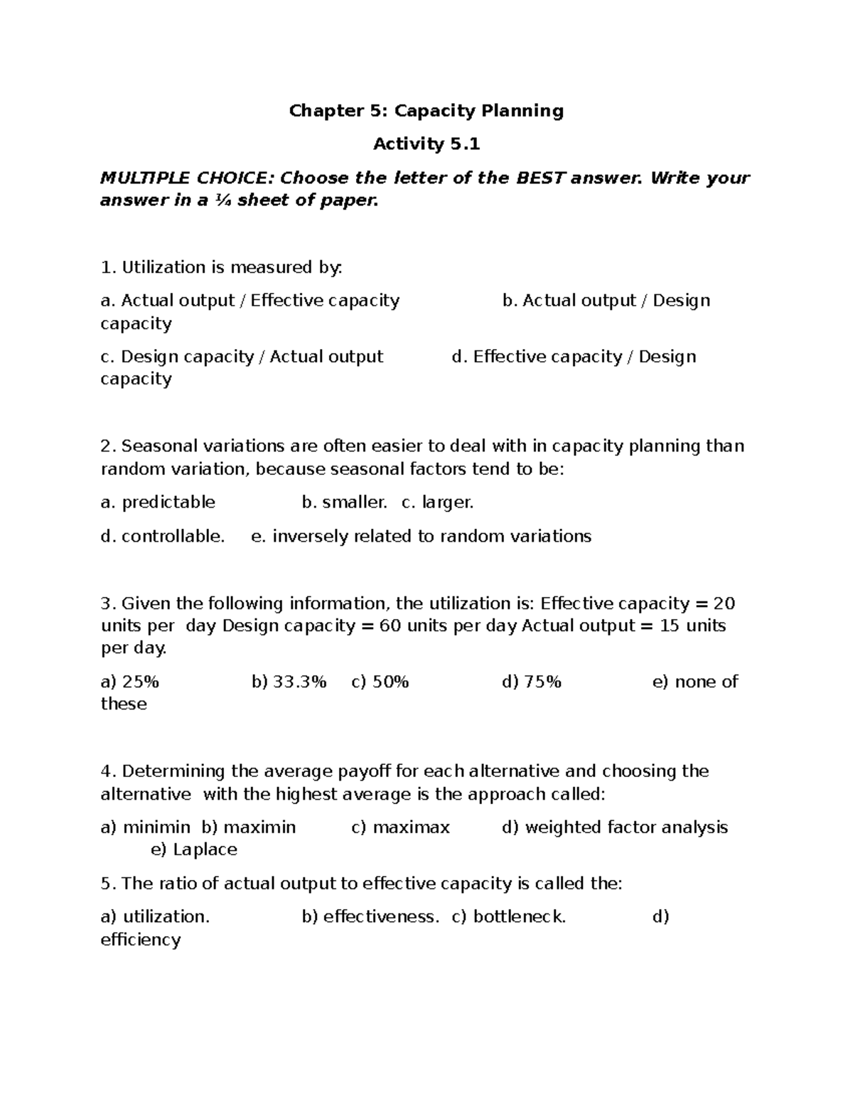Chapter-5-Activity - Capacity Planning activity under Chapter 5 of ...