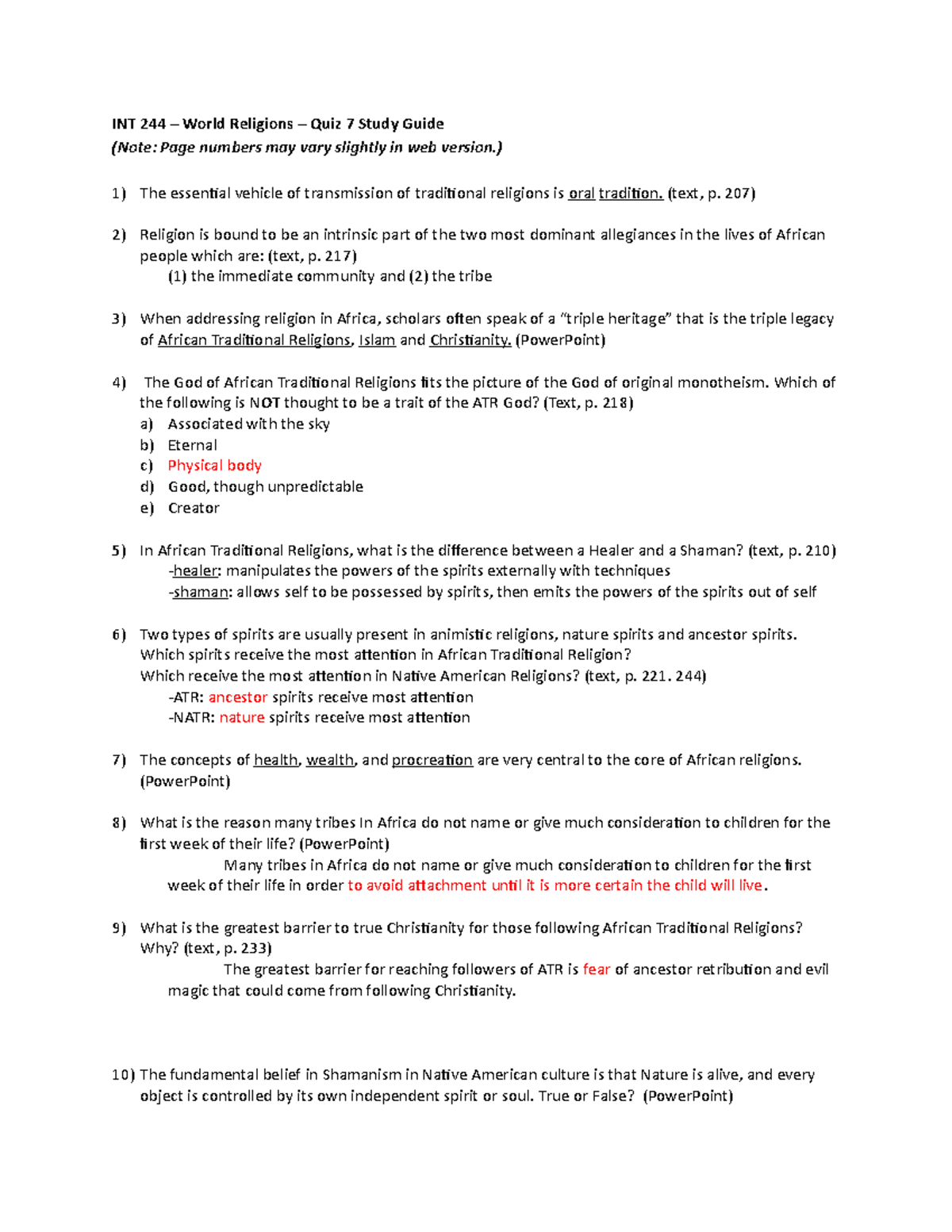 INT 244 – World Religions – Quiz 7 Study Guide & Practice Insights ...