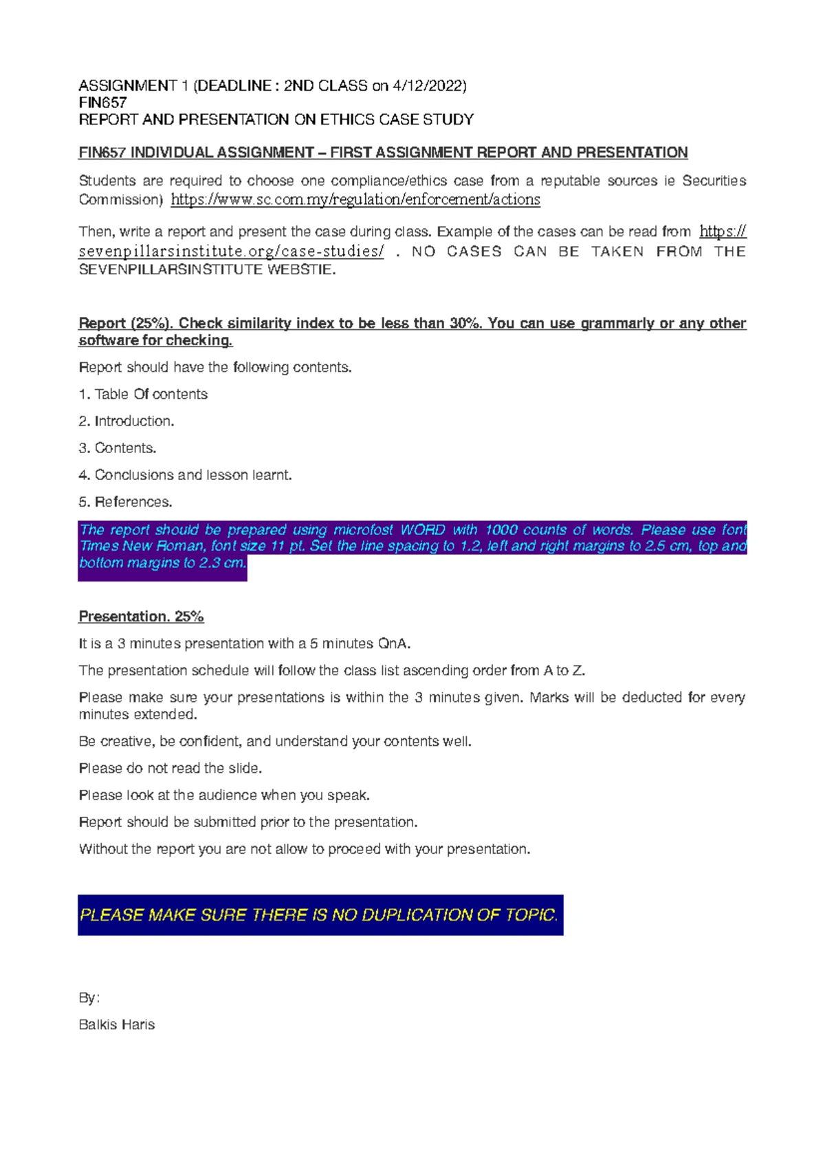 One Cent Thief Case Study: Issues & Ethics in Finance (FIN 657) - Studocu