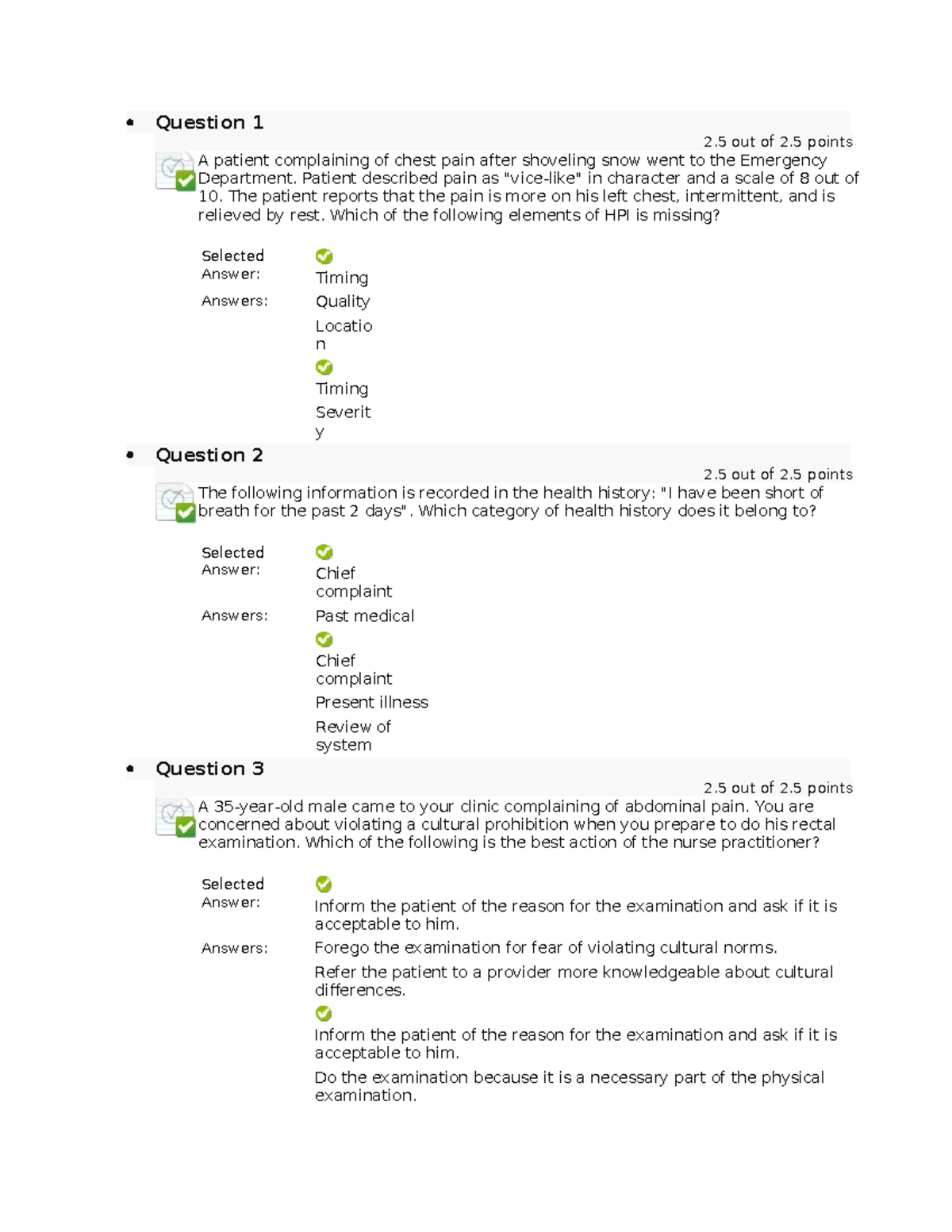 Health Assessment Exam #1 (NUR 101) - Practice Questions and Answers ...