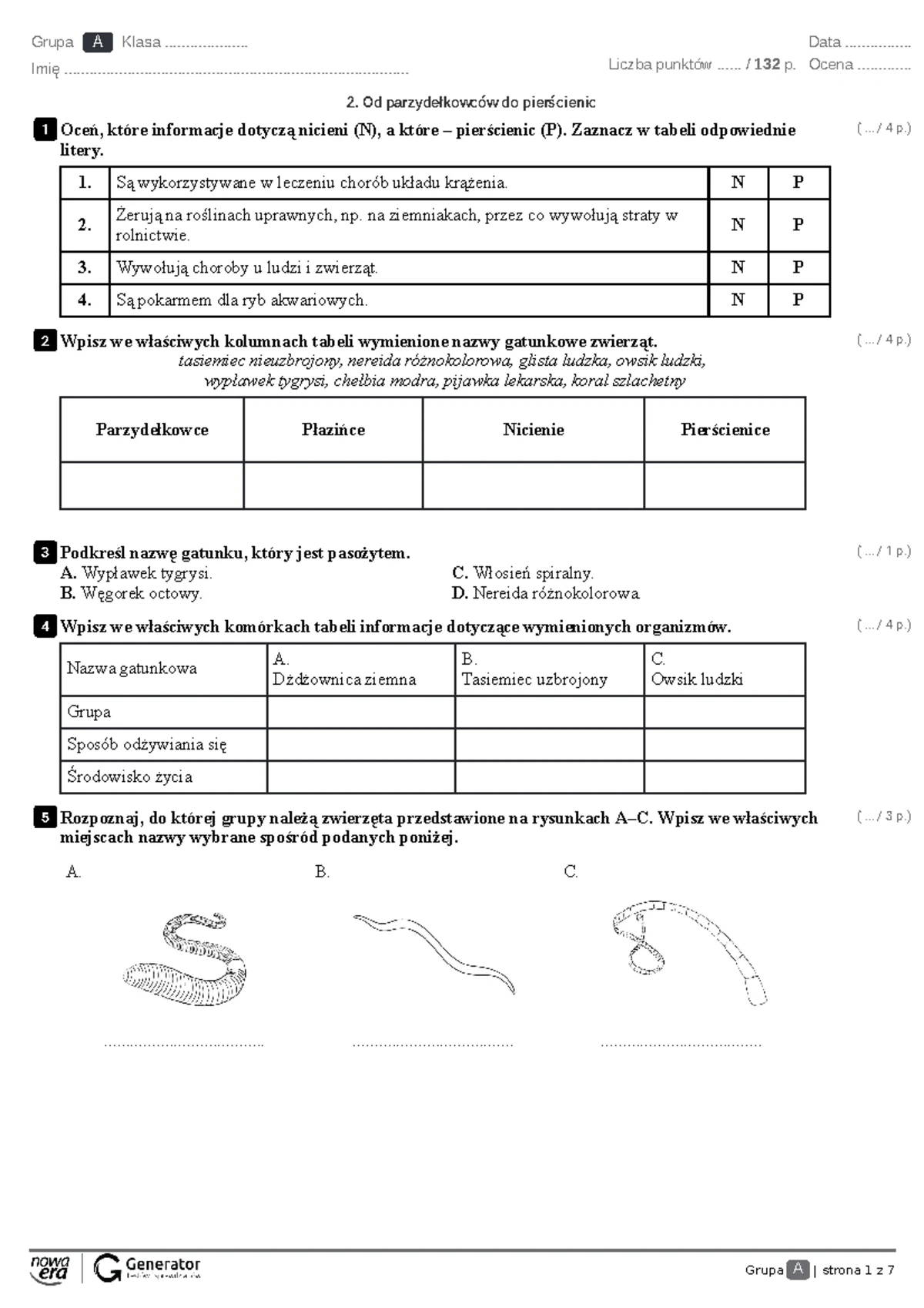 Sprawdzian Z Przyrody Kl 4 Dział 7 www.studocu.com