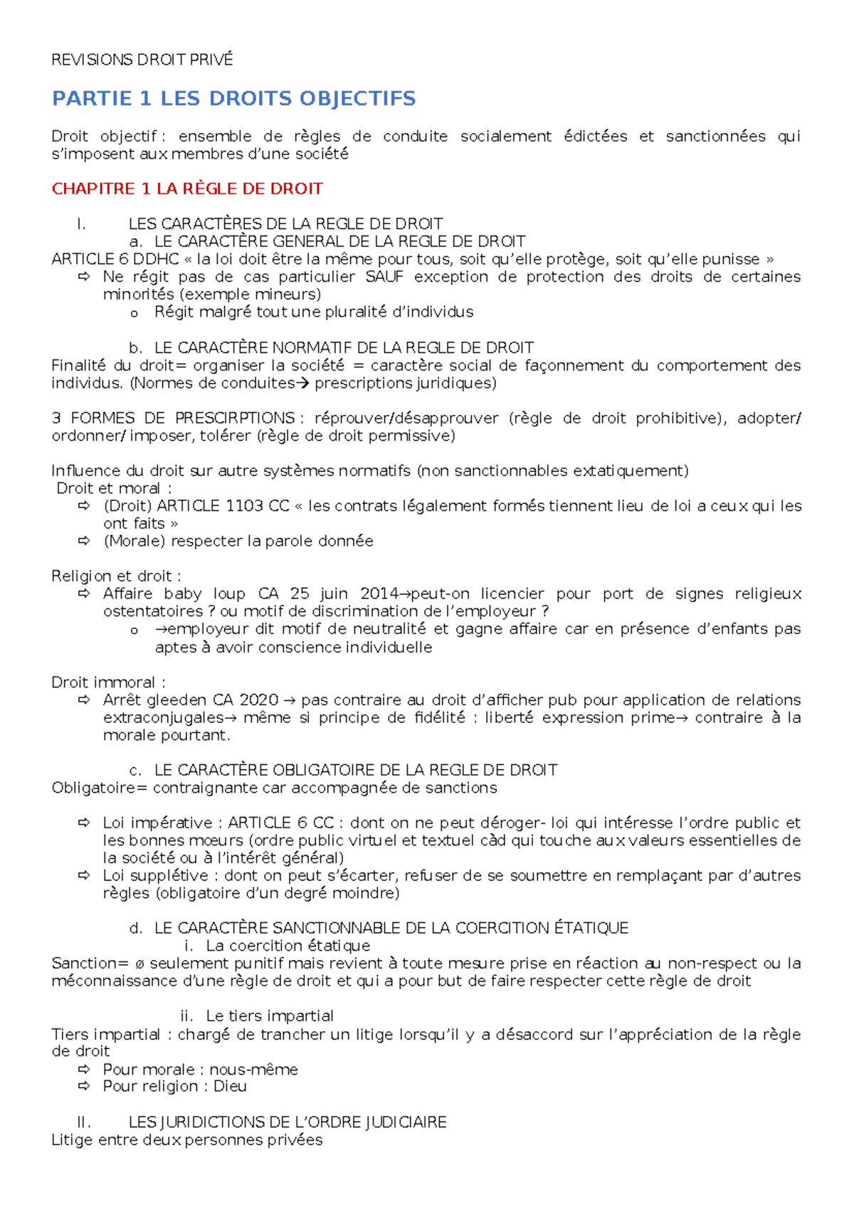 Revisions Droit Privé 2L1 S1 - REVISIONS DROIT PRIVÉ PARTIE 1 LES ...