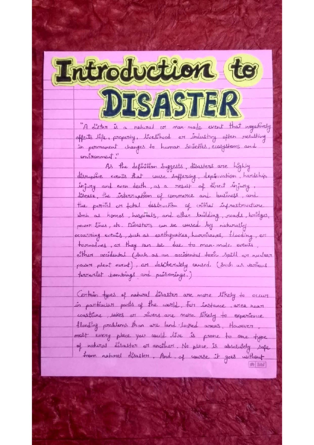 Disaster management   Project for vlass 20   science   Studocu