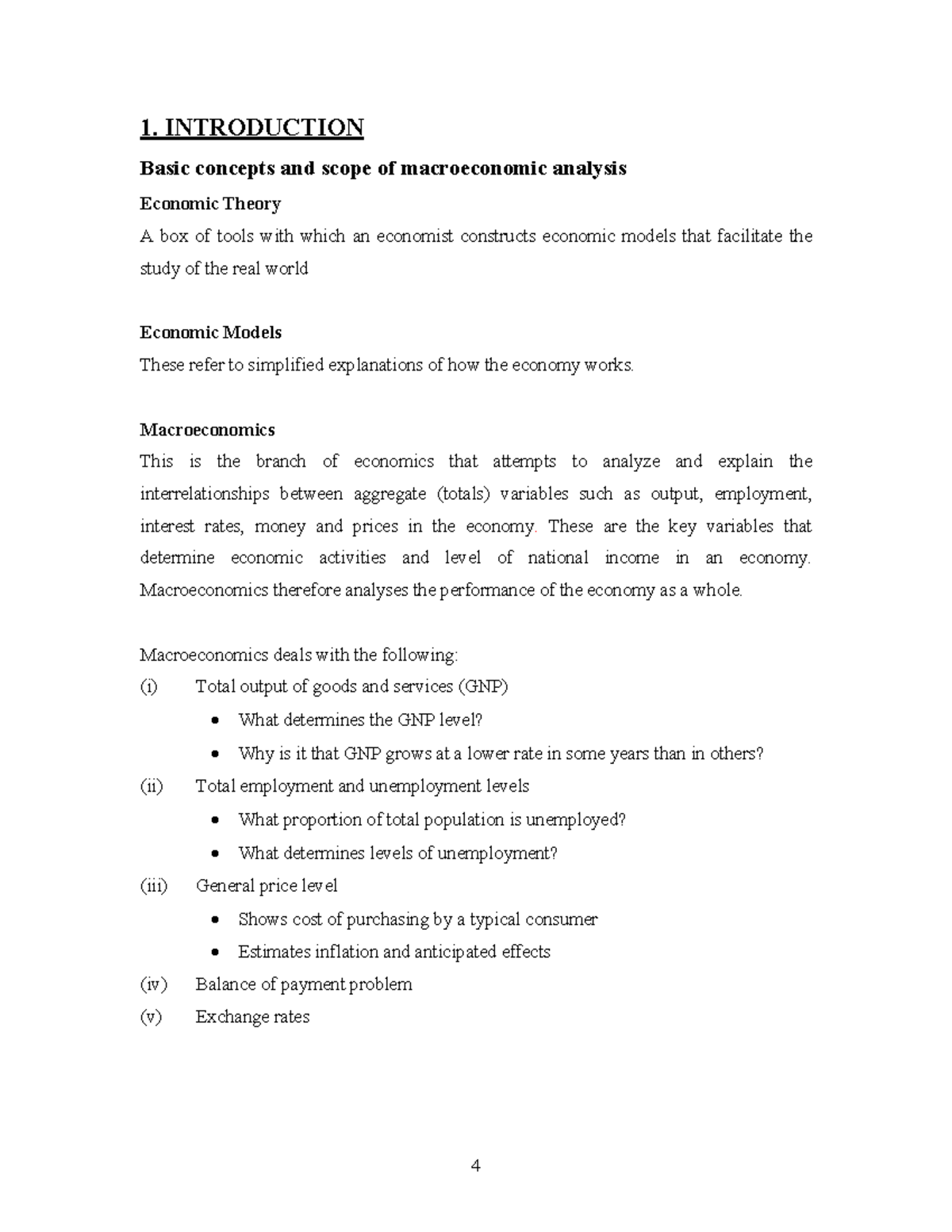 Macro Notes: Introduction to Macroeconomic Analysis (SEM 1) - Studocu