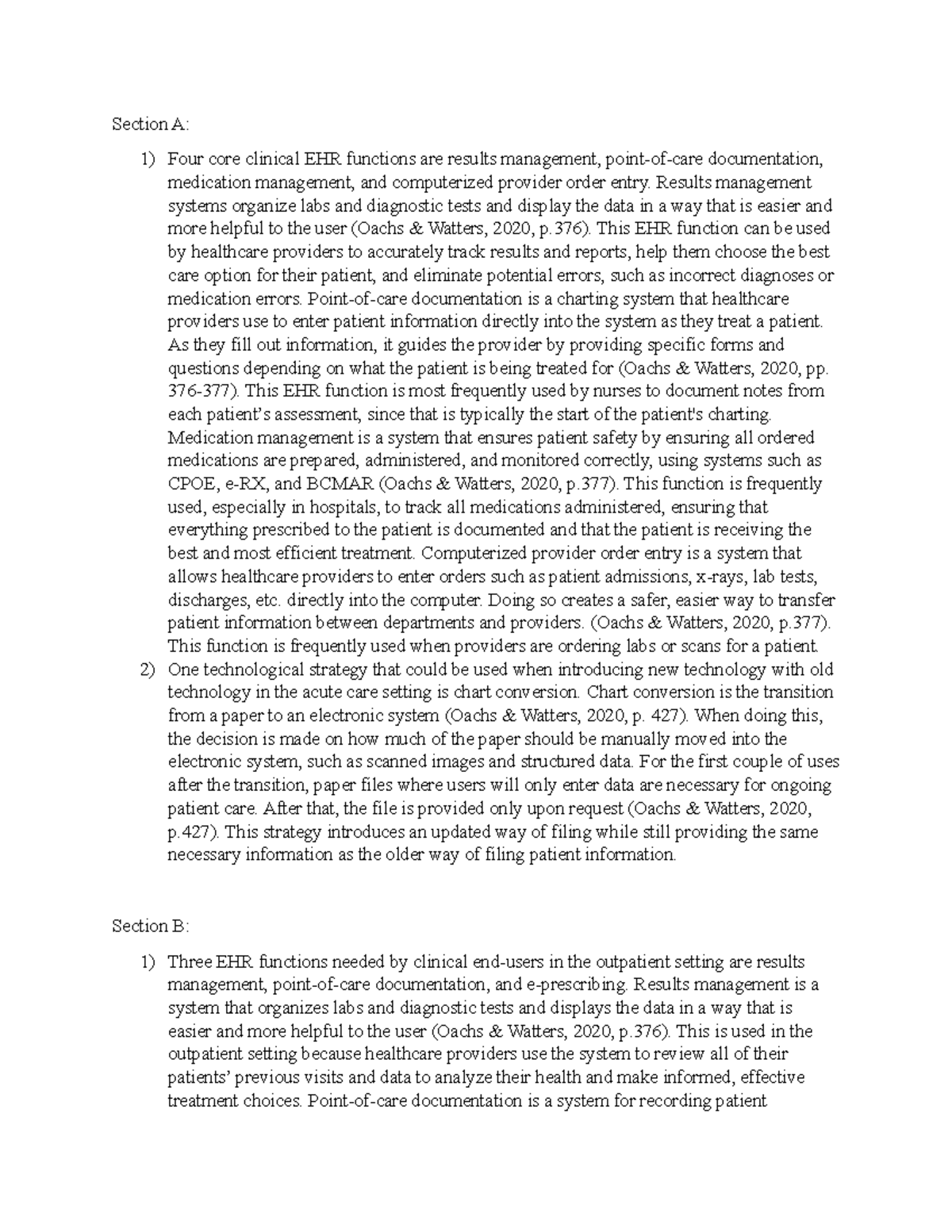 C802 Task 1 - EHR Functions and Architectural Models in Healthcare ...