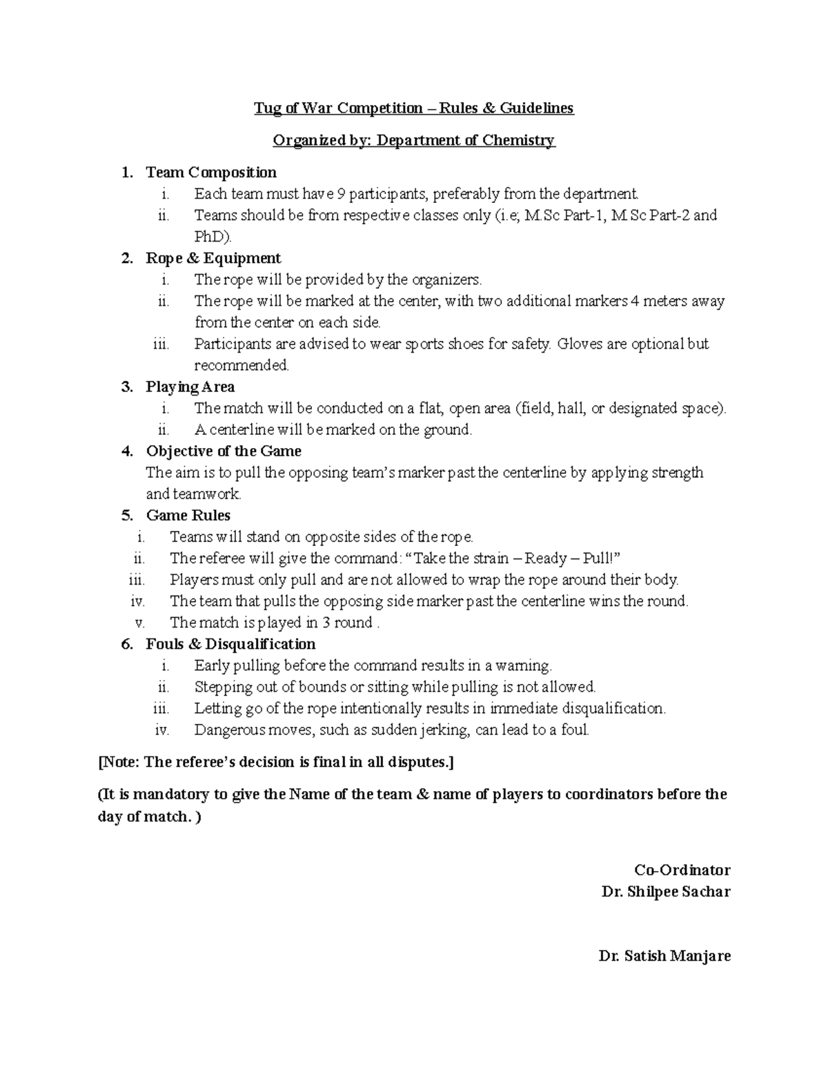 Tug of War Guidelines - nothing - Tug of War Competition – Rules ...