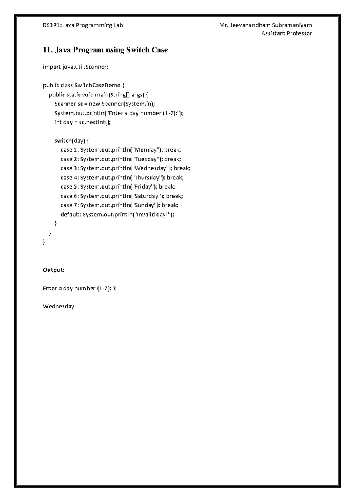 DS3P1: Java Programming Lab Manual - Part B Activities - Studocu