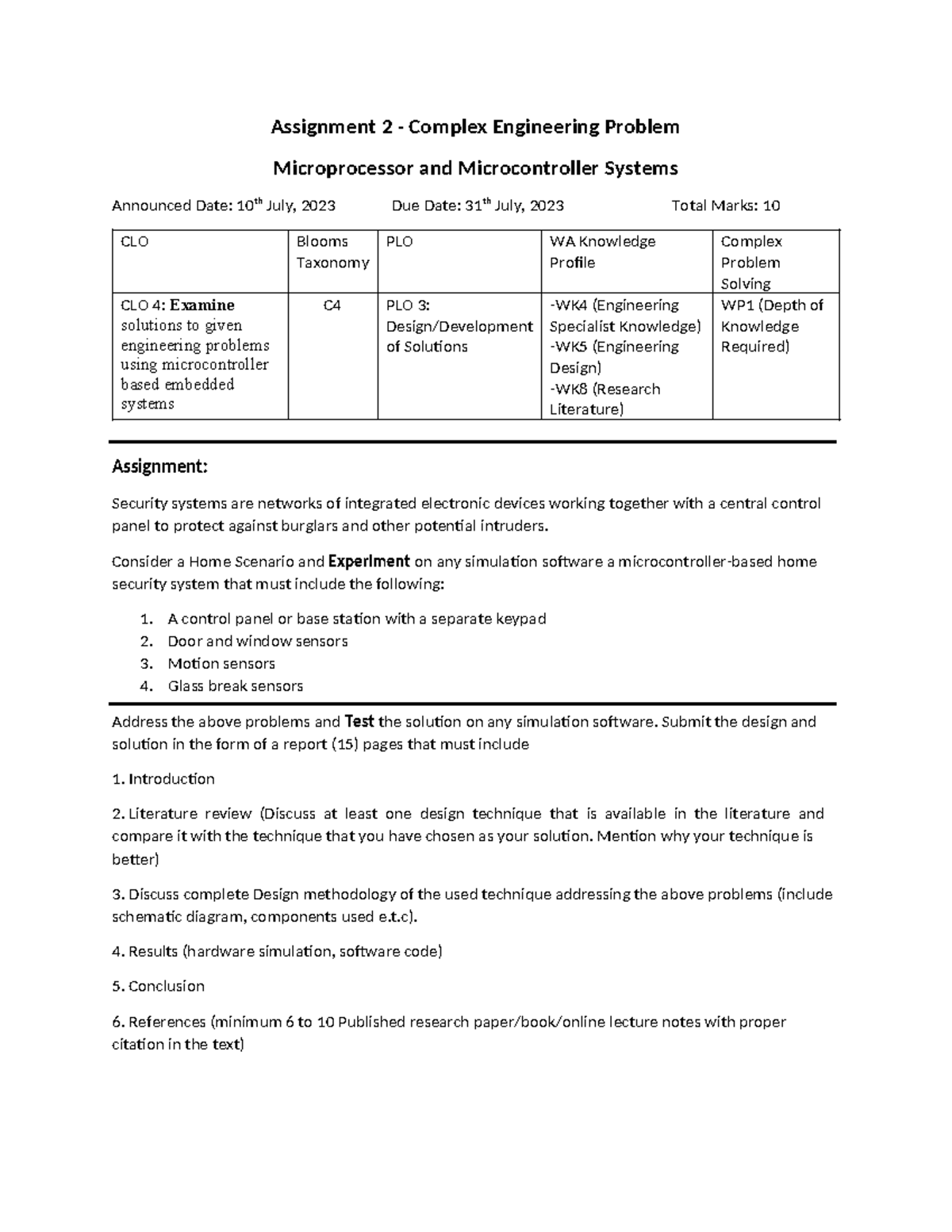 Assignment 2: Home Security System Design - M&M 21F - Studocu