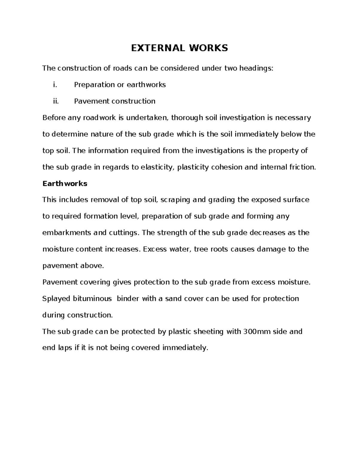 External Works: Road Construction and Pavement Guidelines - Studocu