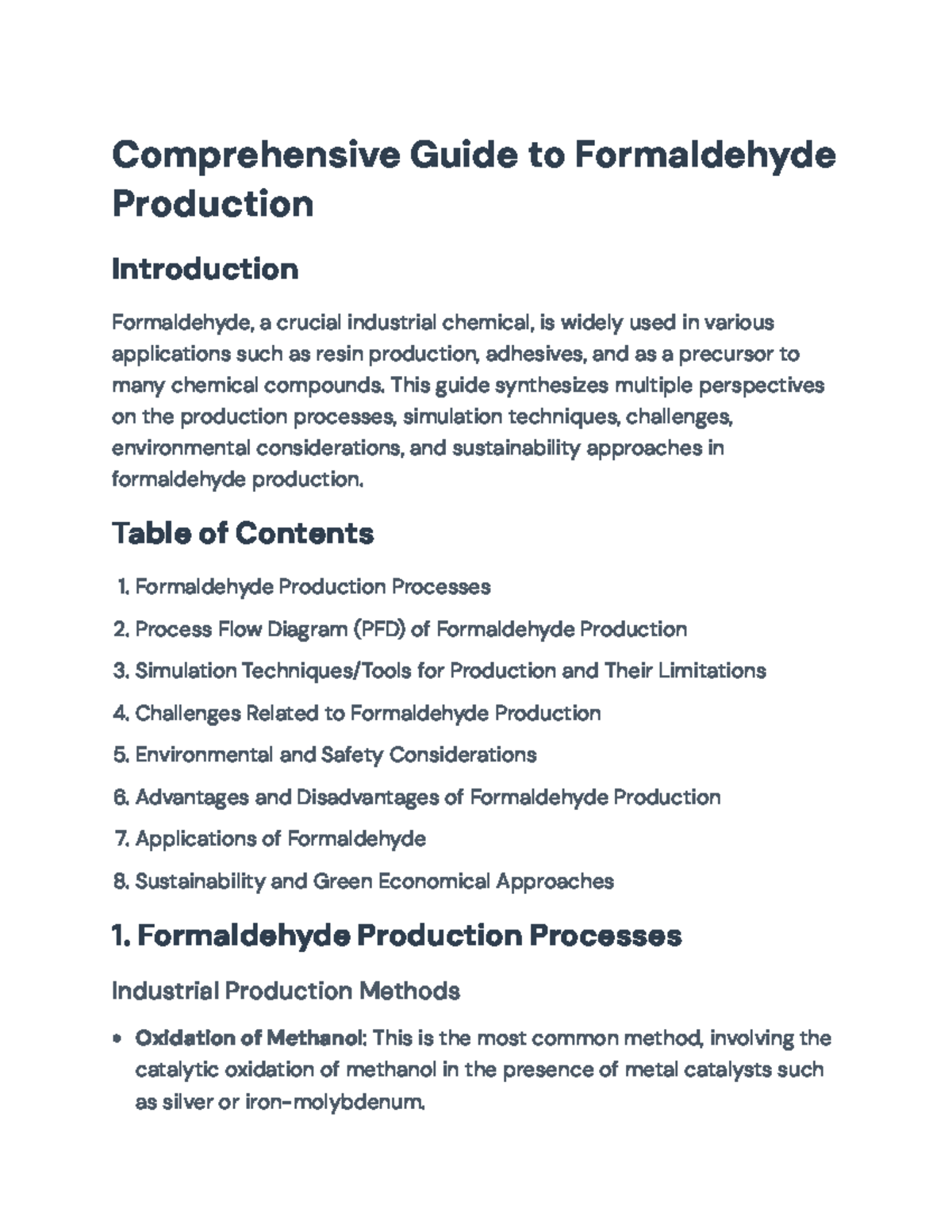Comprehensive Guide to Formaldehyde Production Processes ...