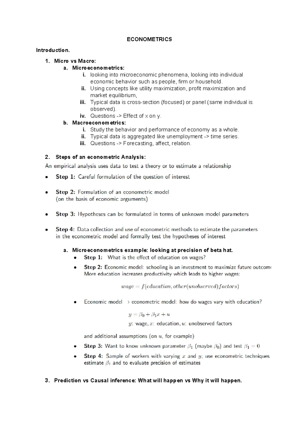 ECON 101: Econometrics - Comprehensive Notes on Micro & Macro Analysis ...