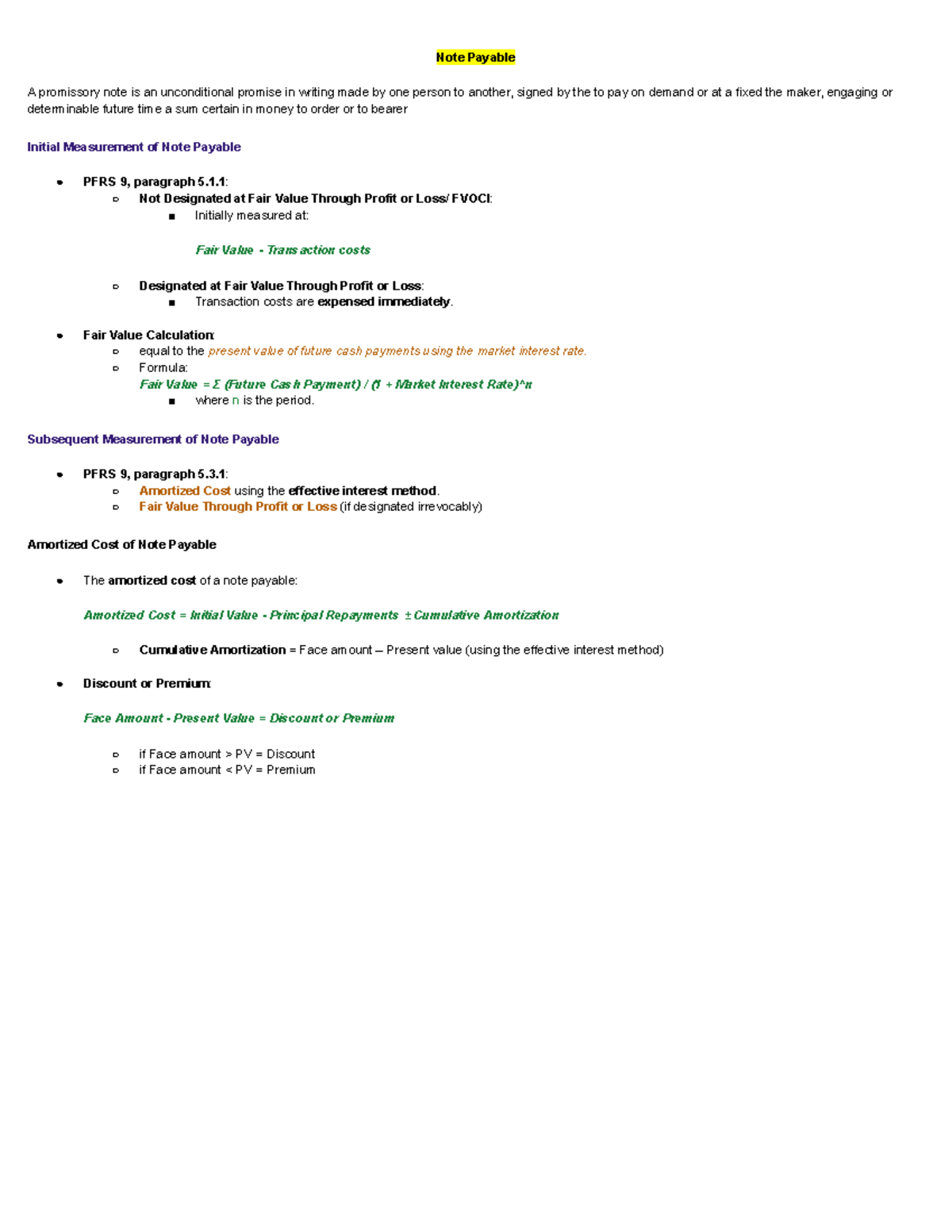 Midterm— Notes Payable - Note Payable A promissory note is an ...
