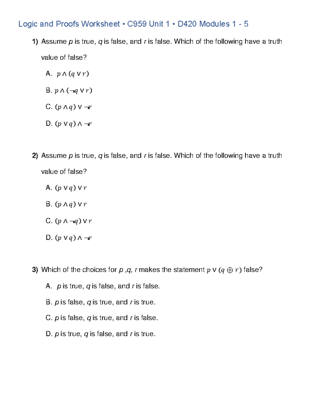 Matrix Operations Worksheet C959 Unit 4: Products \u0026 Inverses - Studocu, image size:1200x1553
