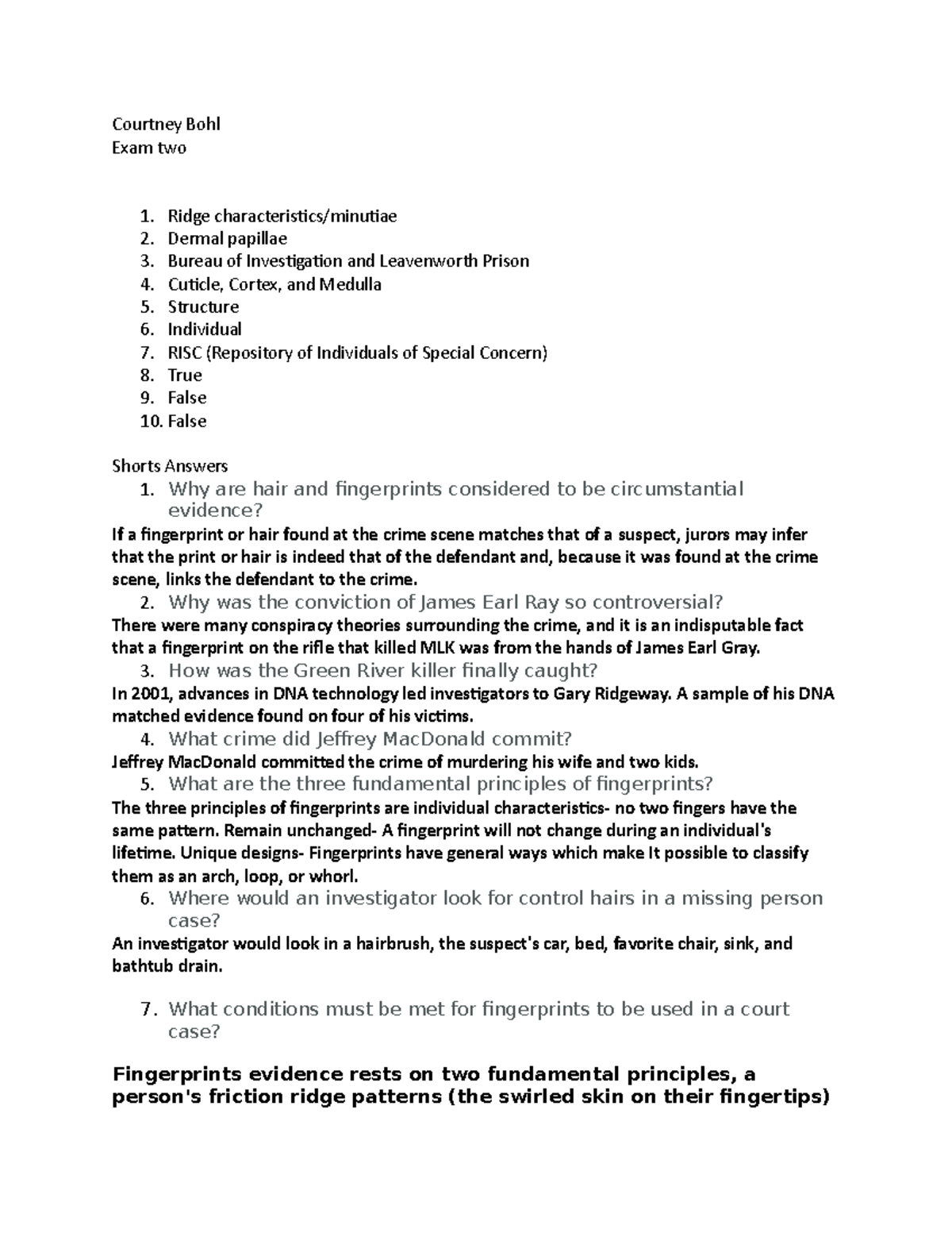 FS 2023 Exam II: Forensic Science Assignment Notes - Studocu