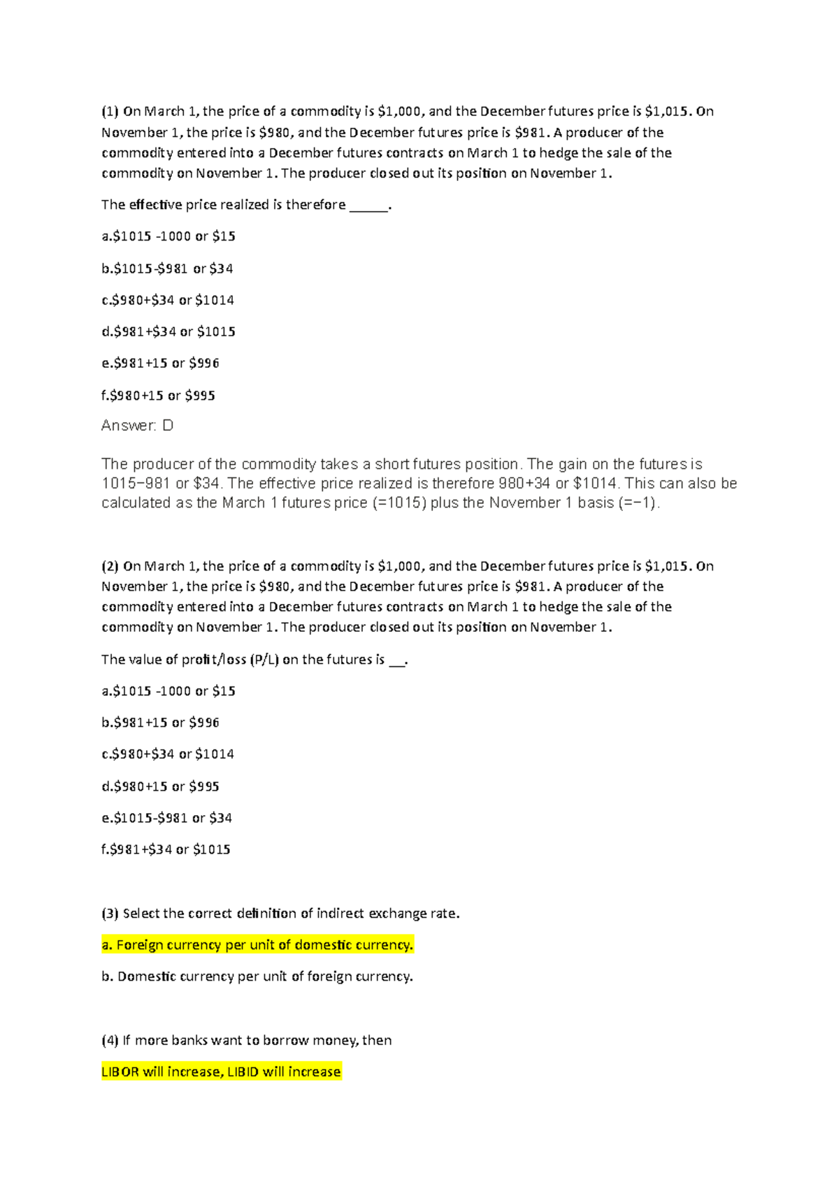 Derivatives Midterm Study Notes - Key Concepts & Practice Questions ...