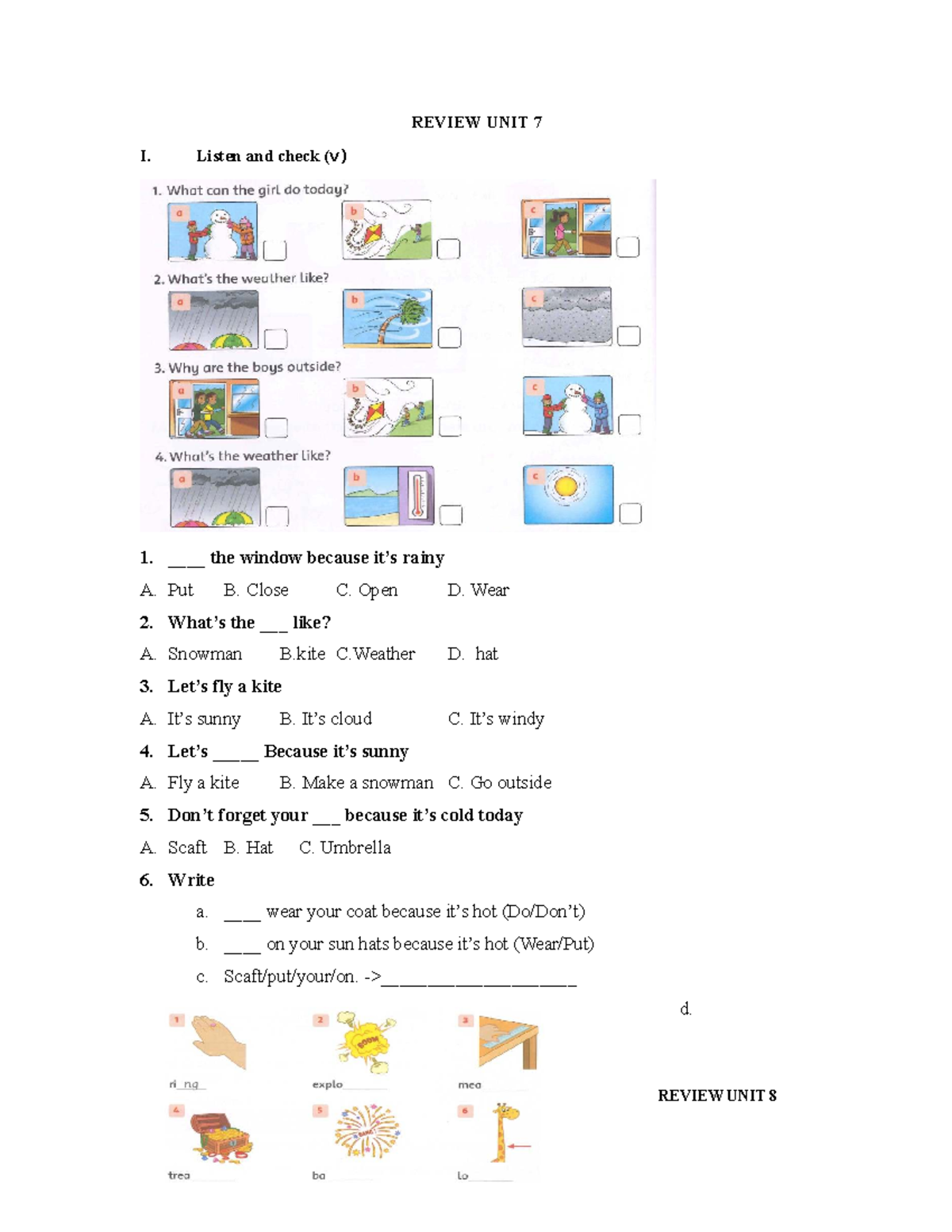 Review UNIT 7 & 8 Listening and Comprehension Exercises - Studocu