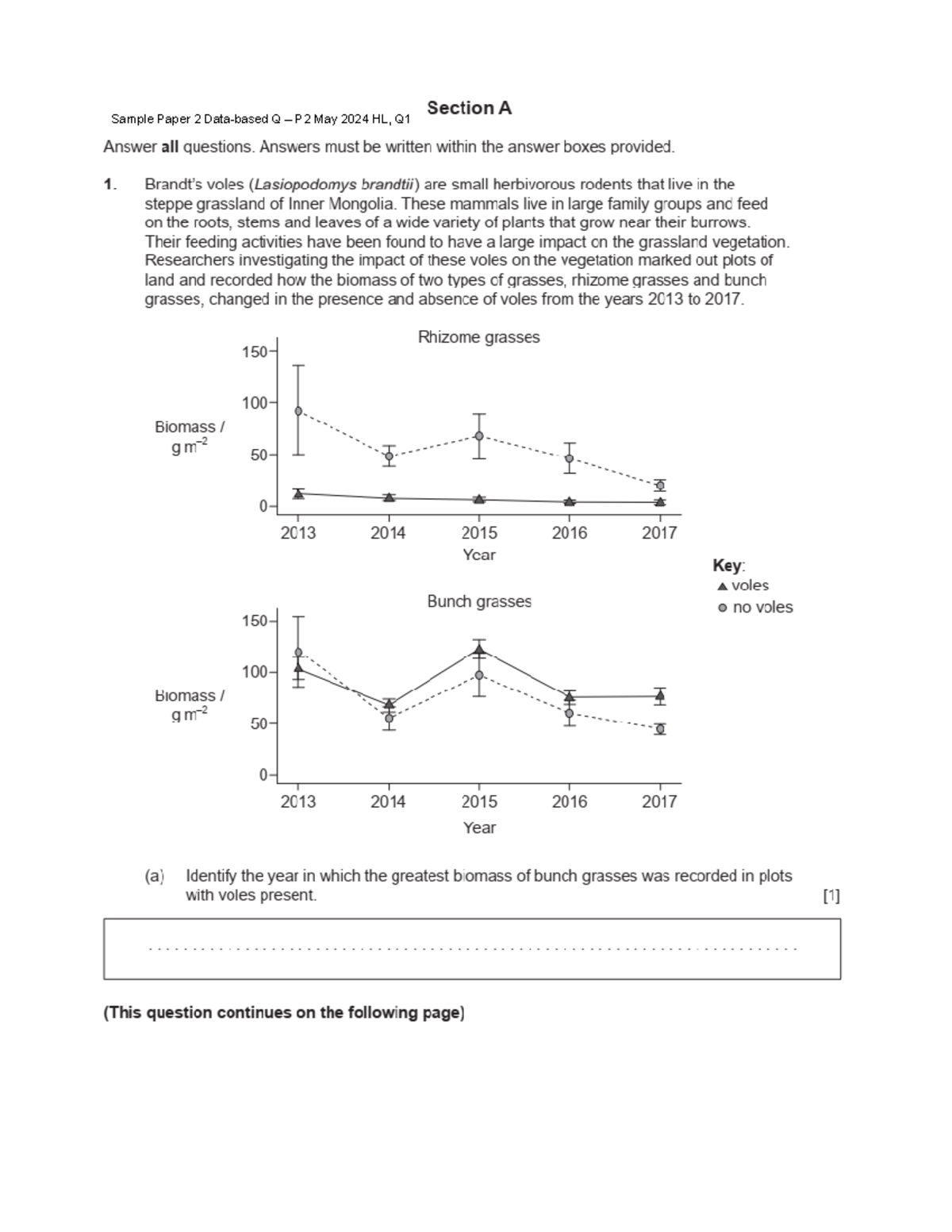 Data-based questions - Biology HL - Sample Paper 1B Data-based Q – P3 ...