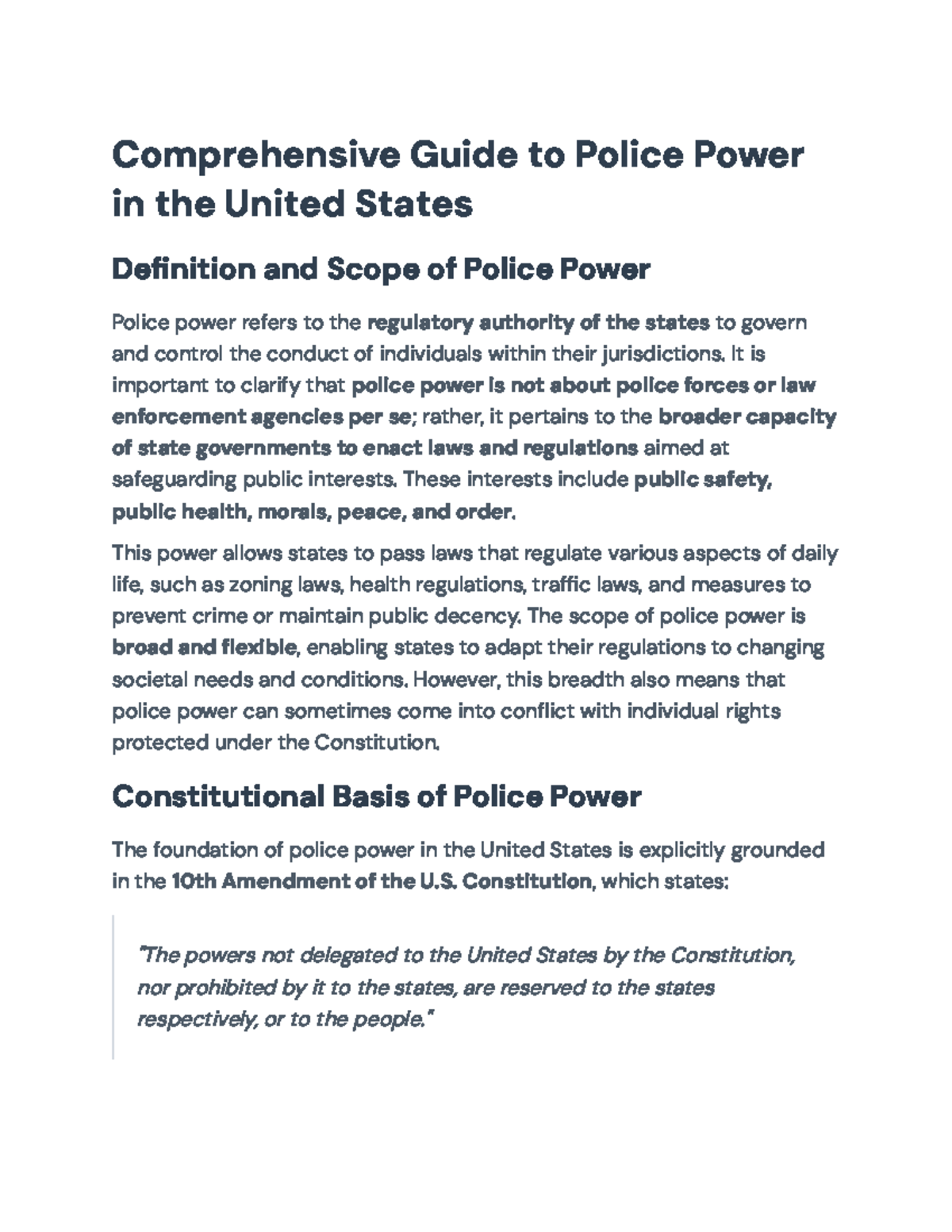 Comprehensive Guide to Police Power in the U.S. - Definition & Scope ...