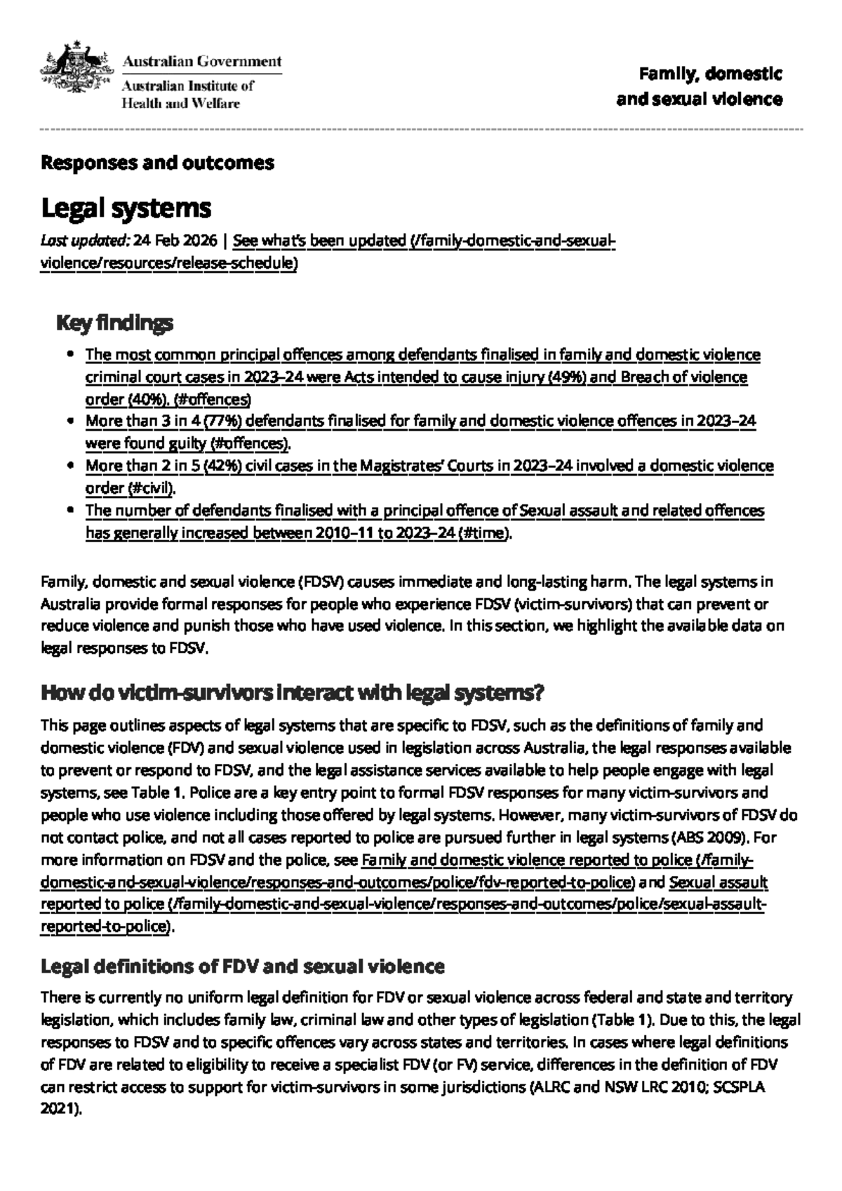 Legal Systems and Responses to Family, Domestic, and Sexual Violence ...