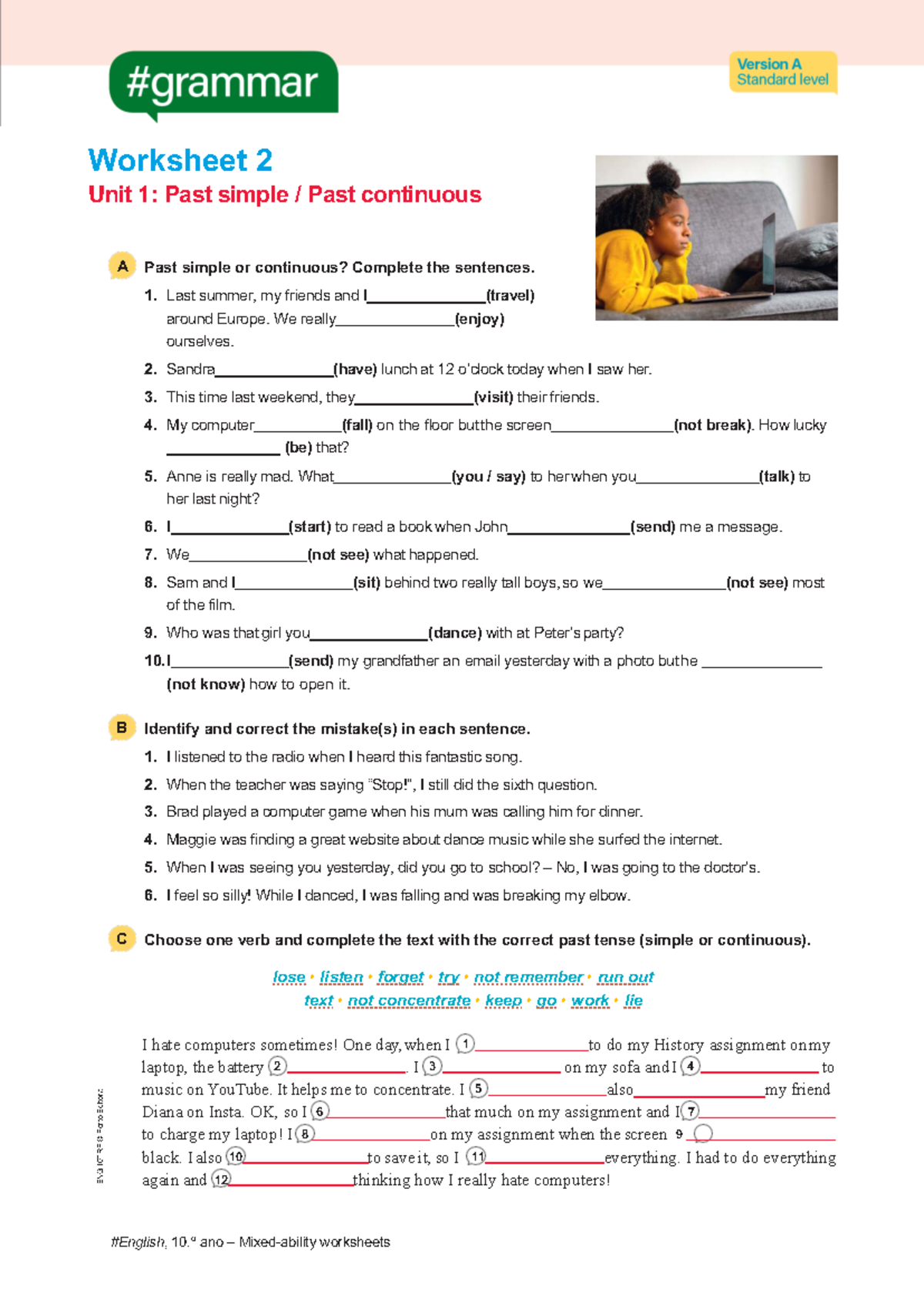 Worksheet 2: Past Simple vs. Past Continuous - ENG10TRF - Studocu