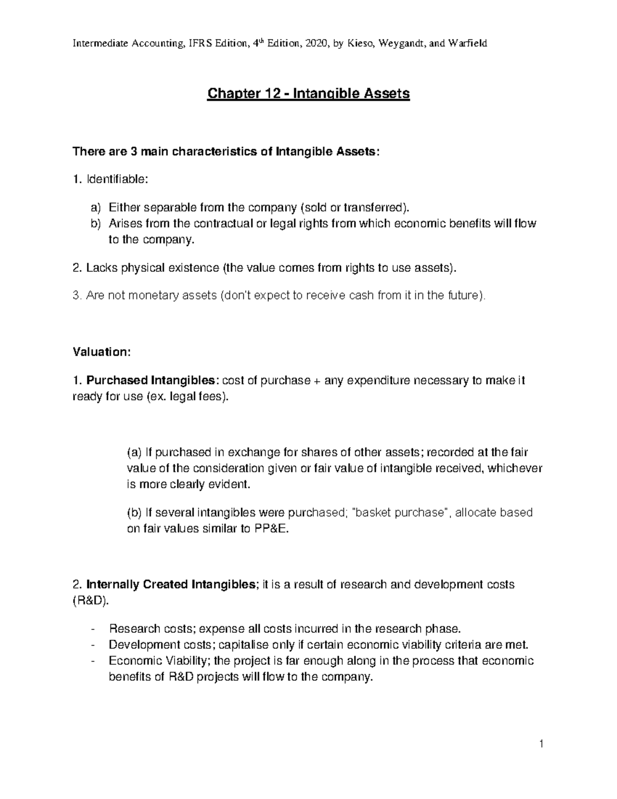 Chapter 12 Notes - Intangible Assets Analysis - Studocu