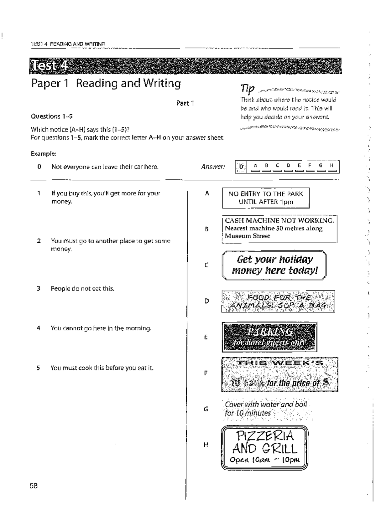 KET TEST 50 - RWL - Reading and Writing Practice Questions - Studocu