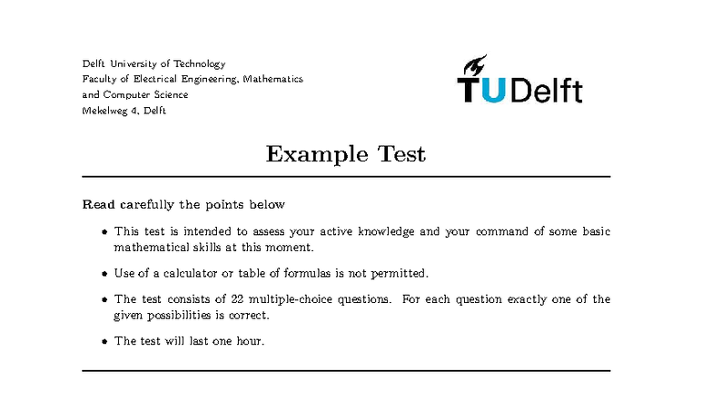 CS Math - Example Test on Basic Mathematical Skills - Studocu