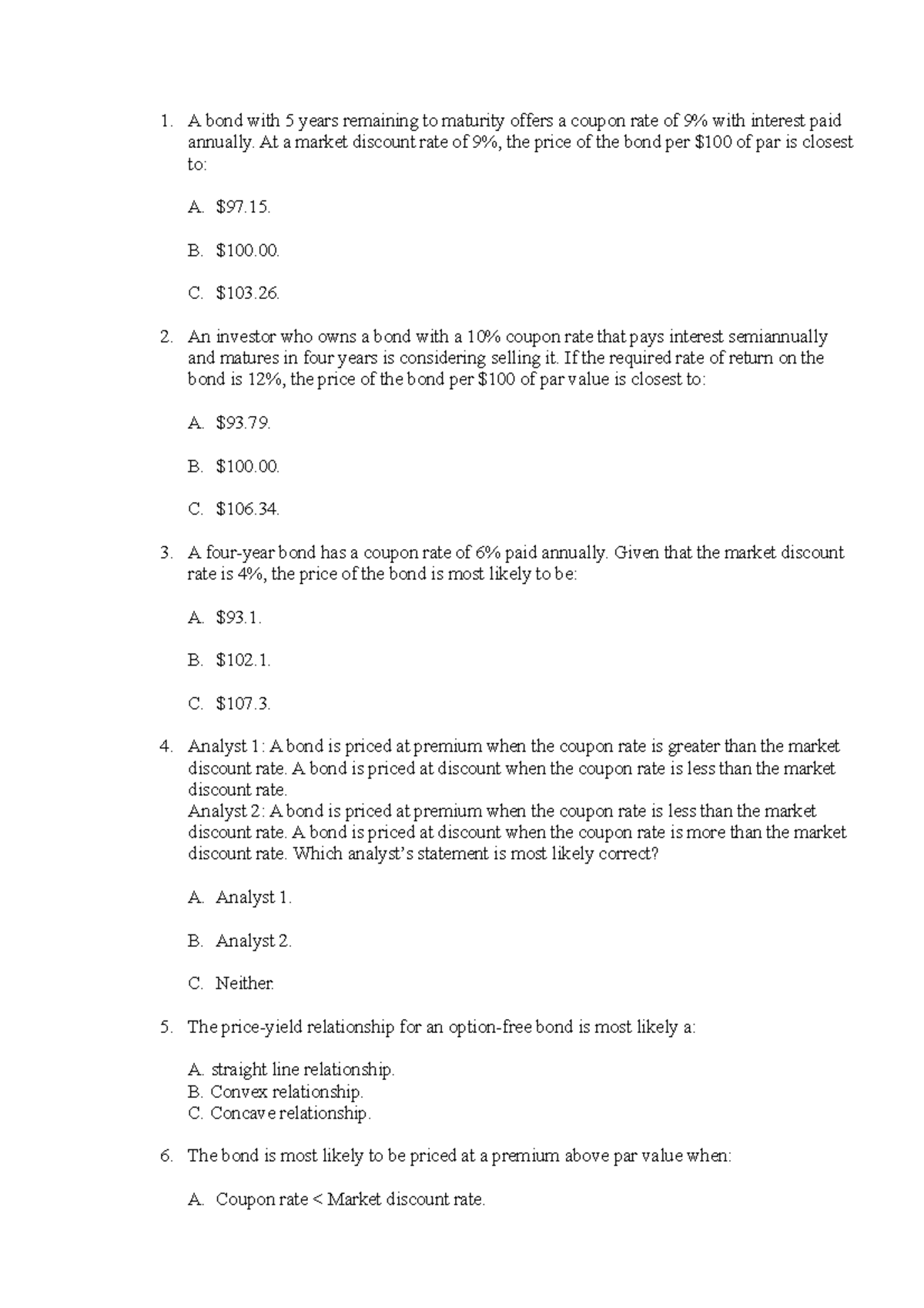 FIN 301 Test 3 Valuation Questions and Answers Guide - Studocu