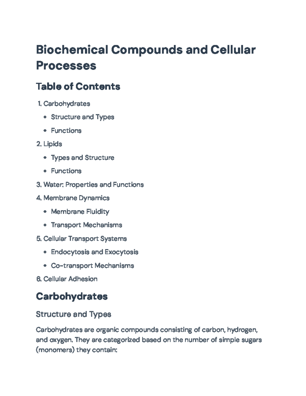 Biochemical Compounds and Cellular Processes Overview - Biochemical ...