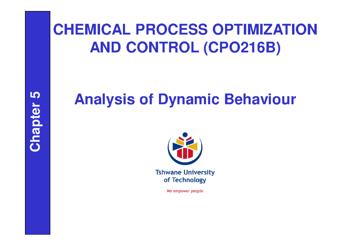 CPO216B Chapter 5: Dynamic Behaviour in Chemical Process Control - Studocu