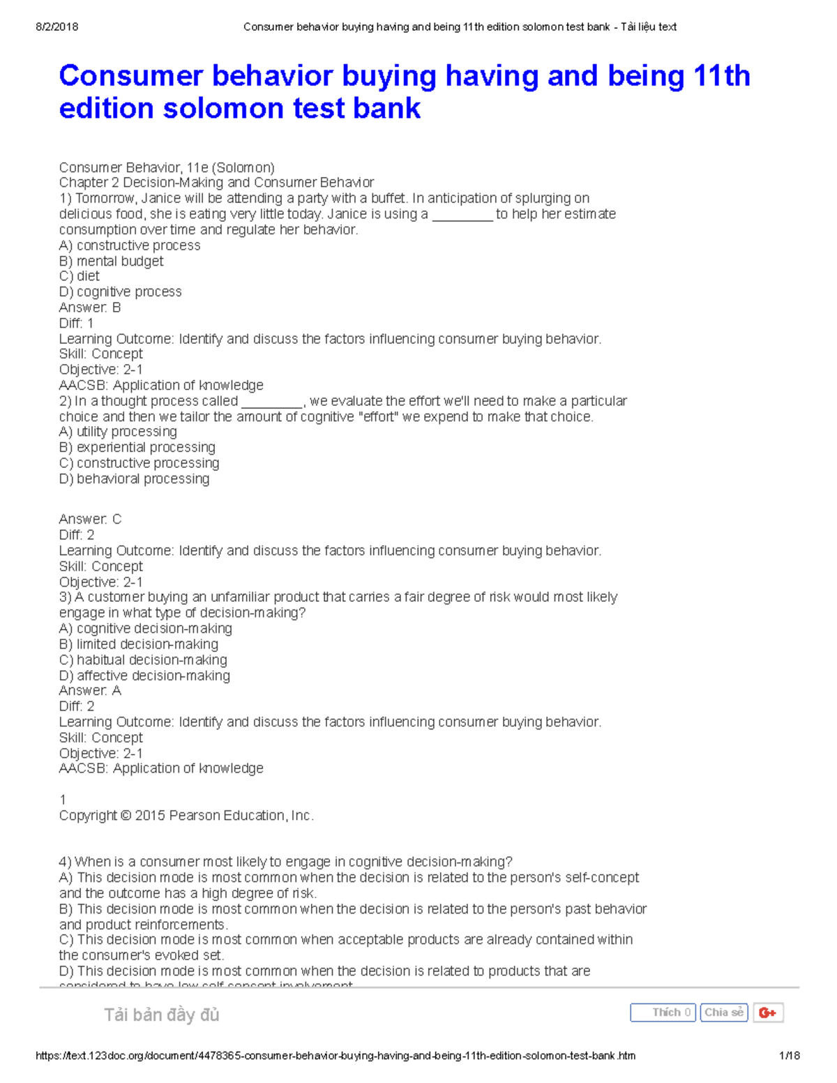 Consumer Behavior Quiz Answers - Chapter 2 (CB 101) - Studocu