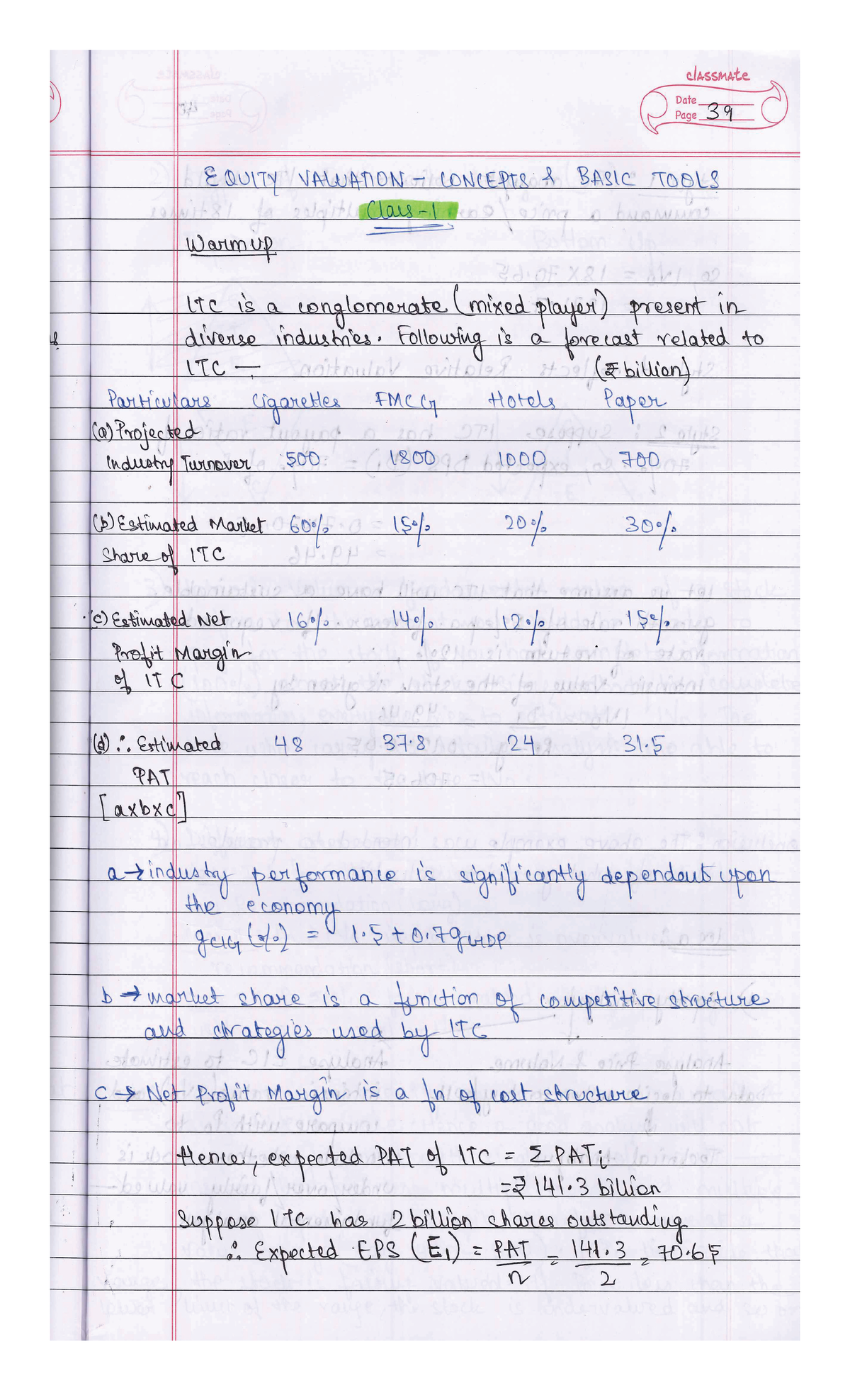 Equity Valuation Concepts & Tools (FIN 101) Class Notes - Studocu