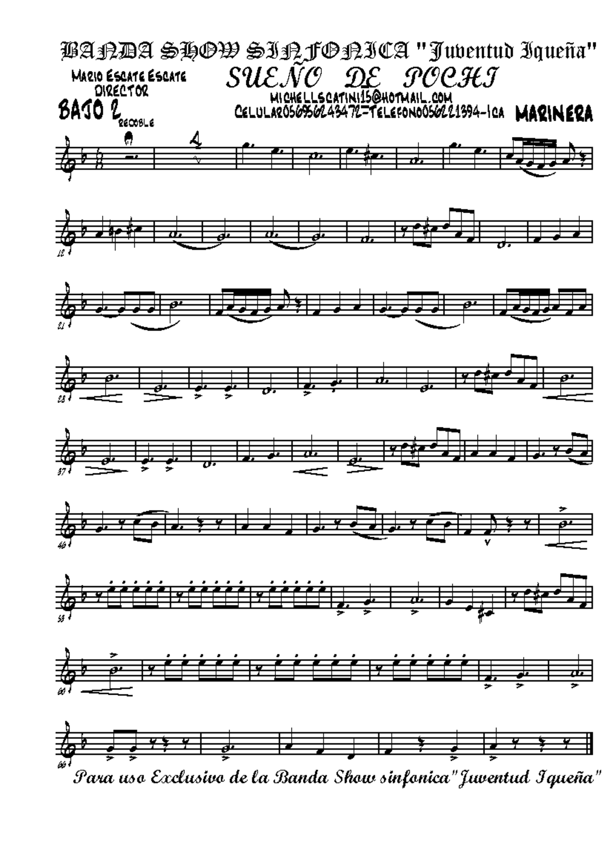 Marinera - El Sueño de Pochi - Partitura y Notas para Banda - Document Preview