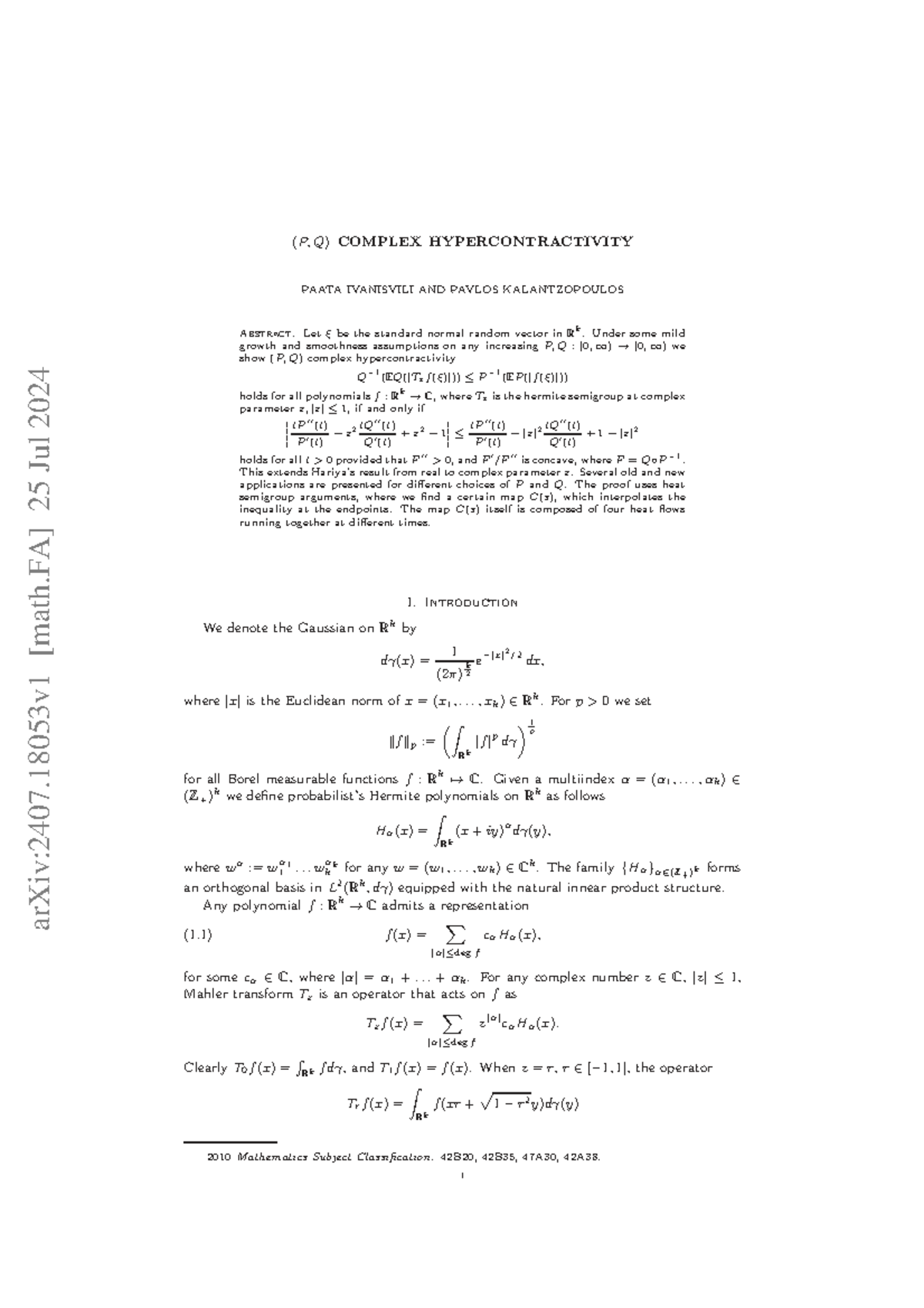 (P, Q) Complex Hypercontractivity in Gaussian Space: Extensions ...