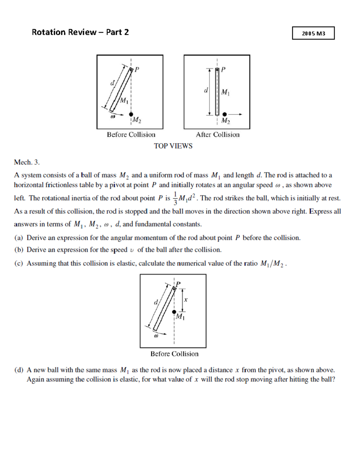 Rotation Review Part 2 Solutions for PHYSICS C MECHANICS 2005 - Studocu