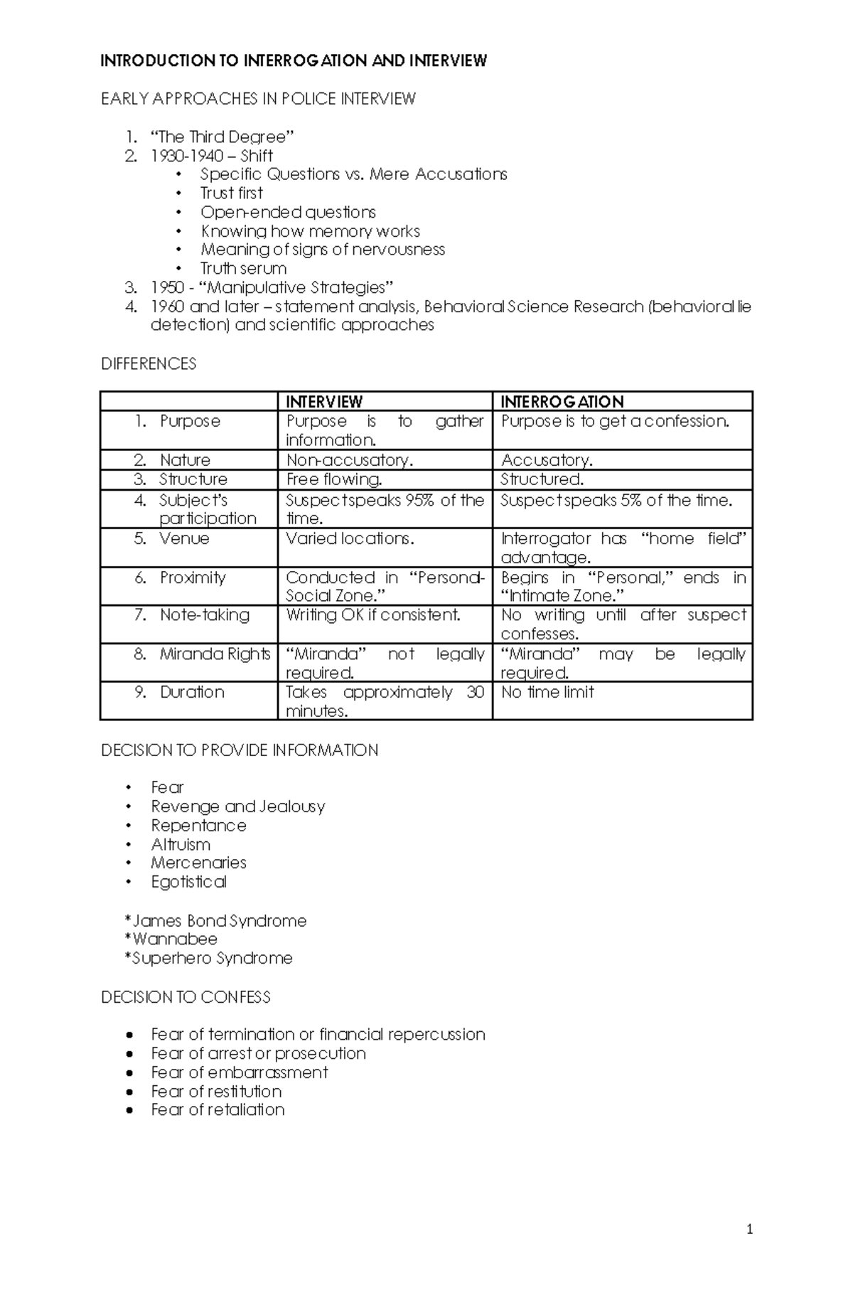 CDI 8: Comprehensive Notes on Interrogation & Interview Techniques ...