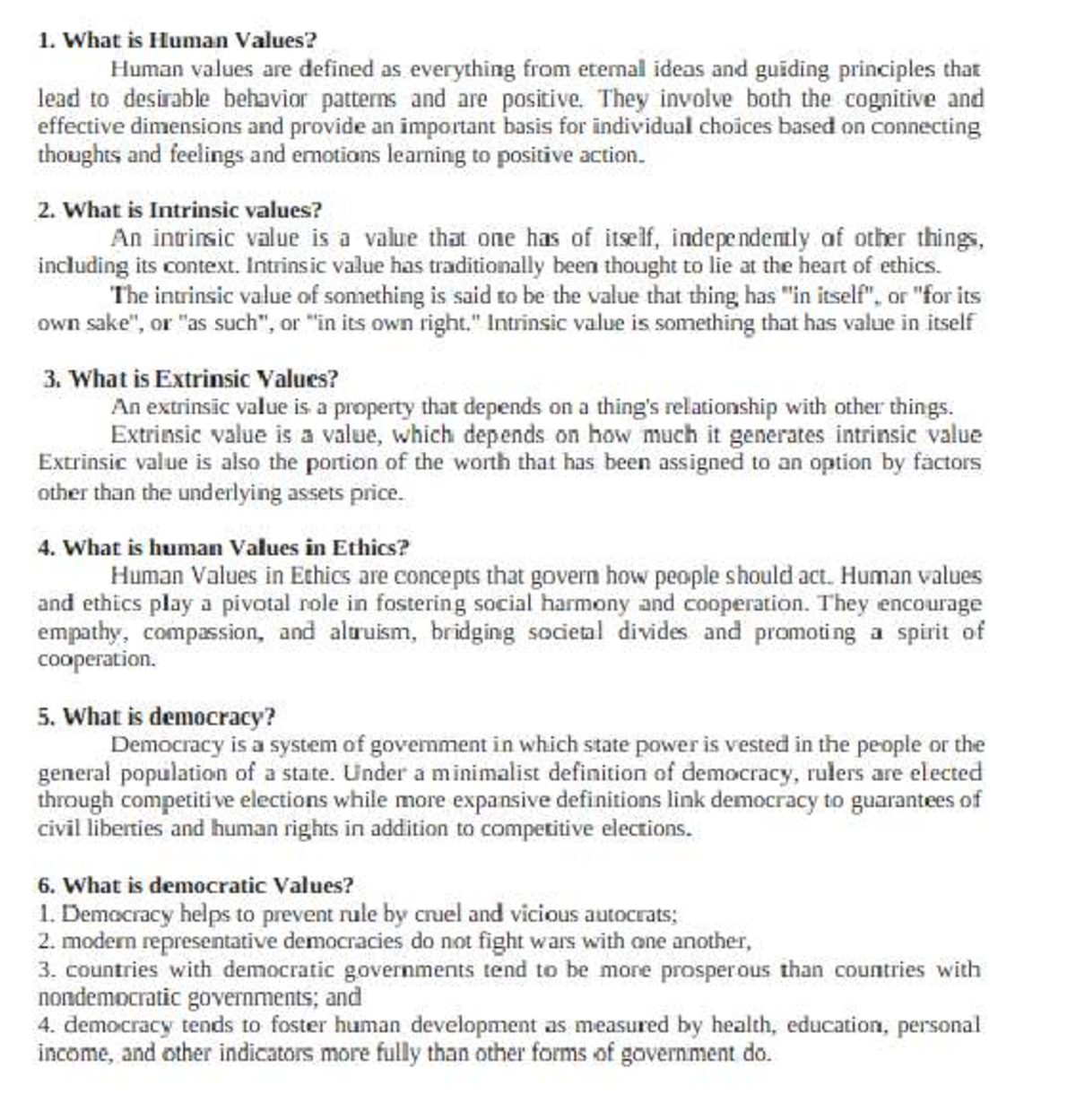 GE3791 ALL Lesson 2 Marks - 1. What is Human Values? Human values are ...